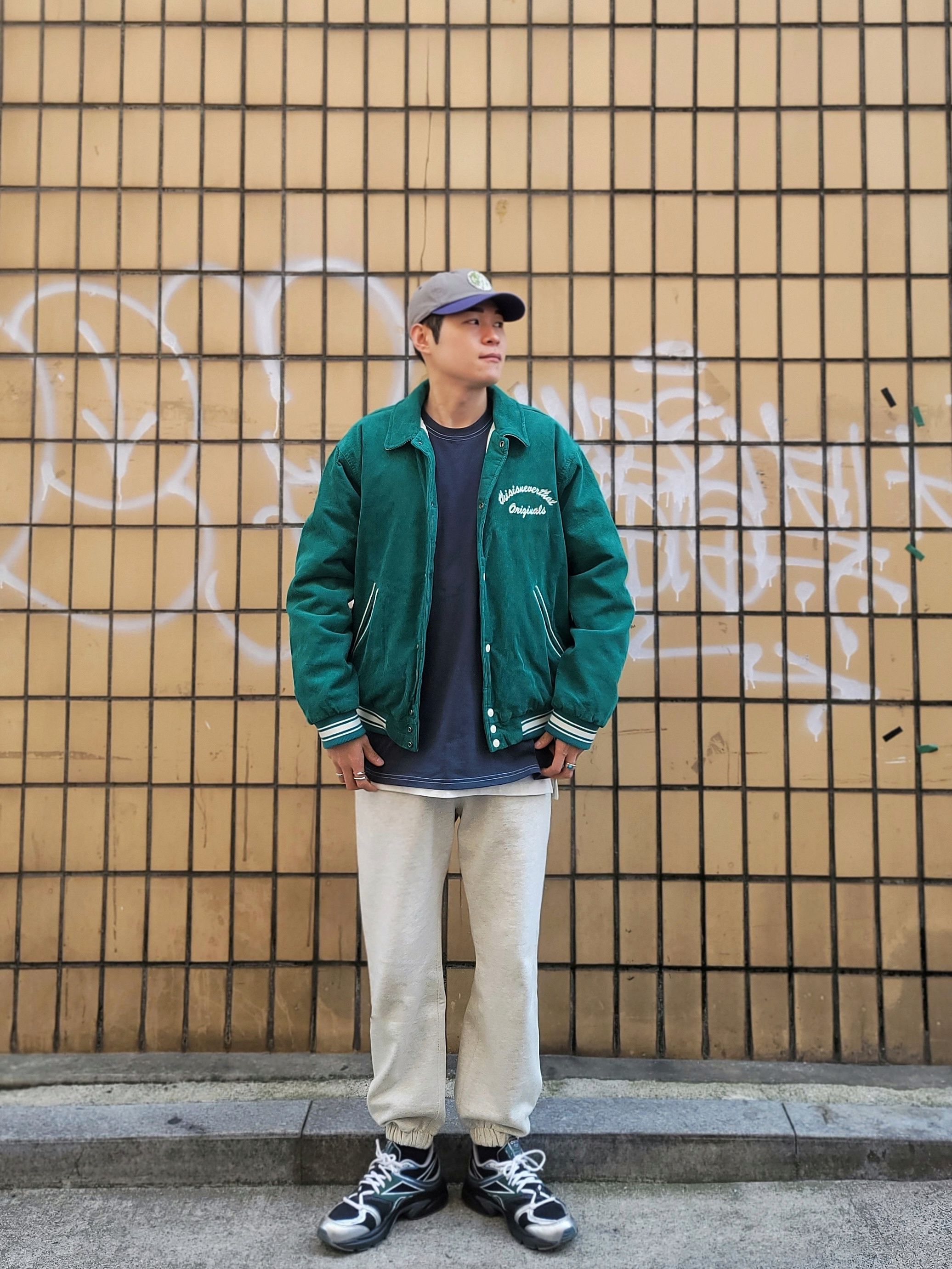 MUSINSA公式 | thisisneverthat Originals Corduroy Varsity Jacket Green