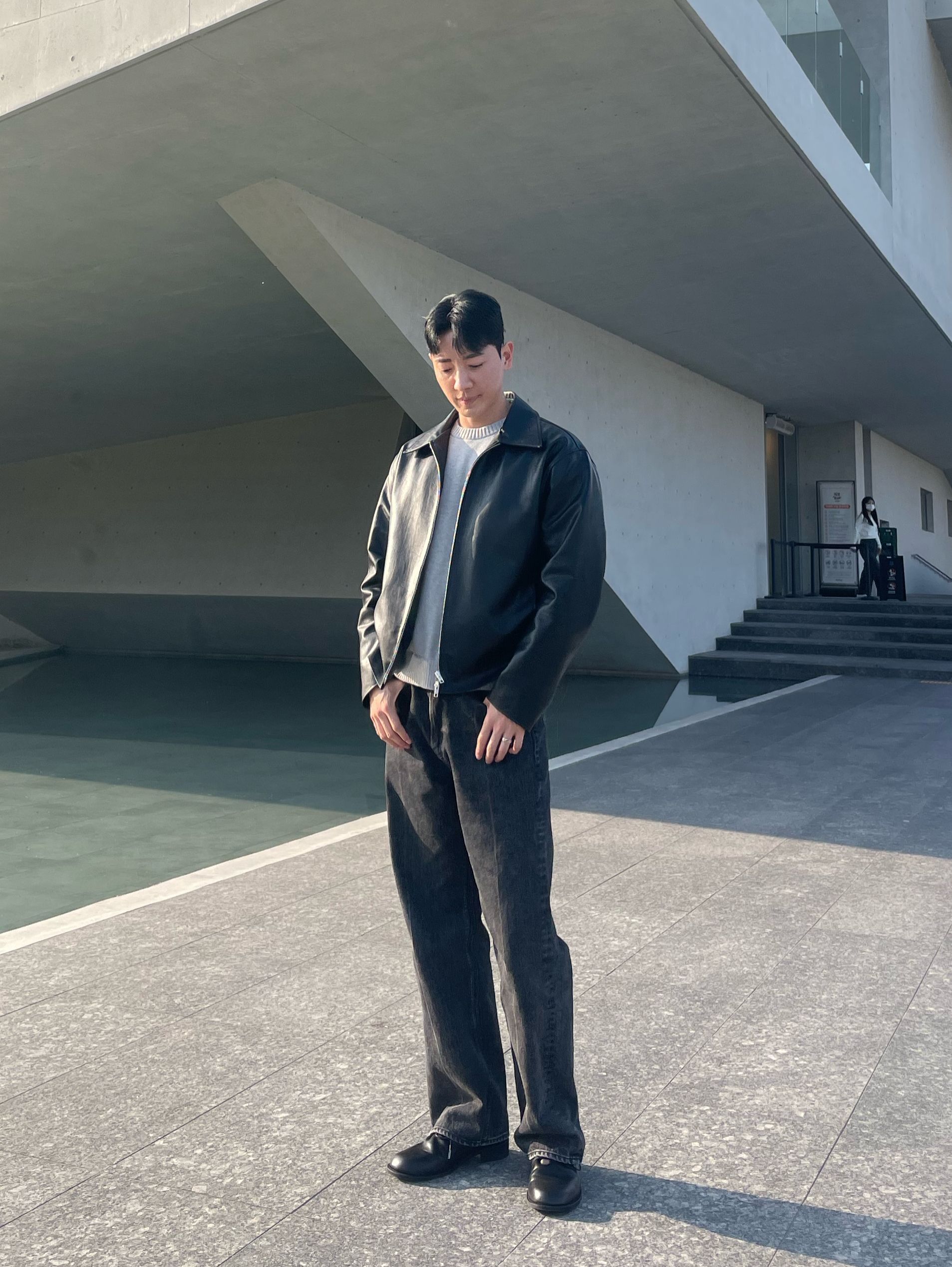 ブルゾン Vegan leather jumper overfit single blouson jacket black Vegan Leather Jumper Overfit Single Blouson Jacket [BLACK