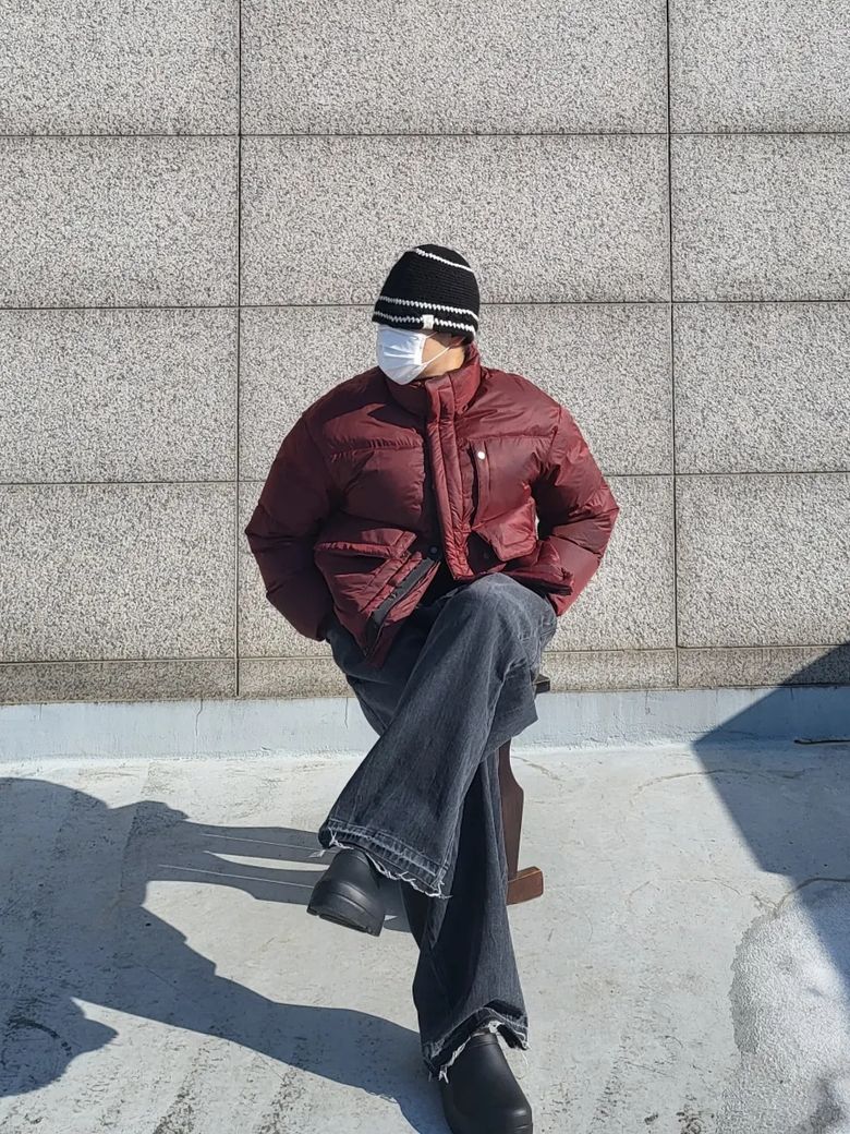 Fashion_chanlee의 RED DYDED DOWN PUFFER JACKET 코디, 패션 | 무신사 스냅