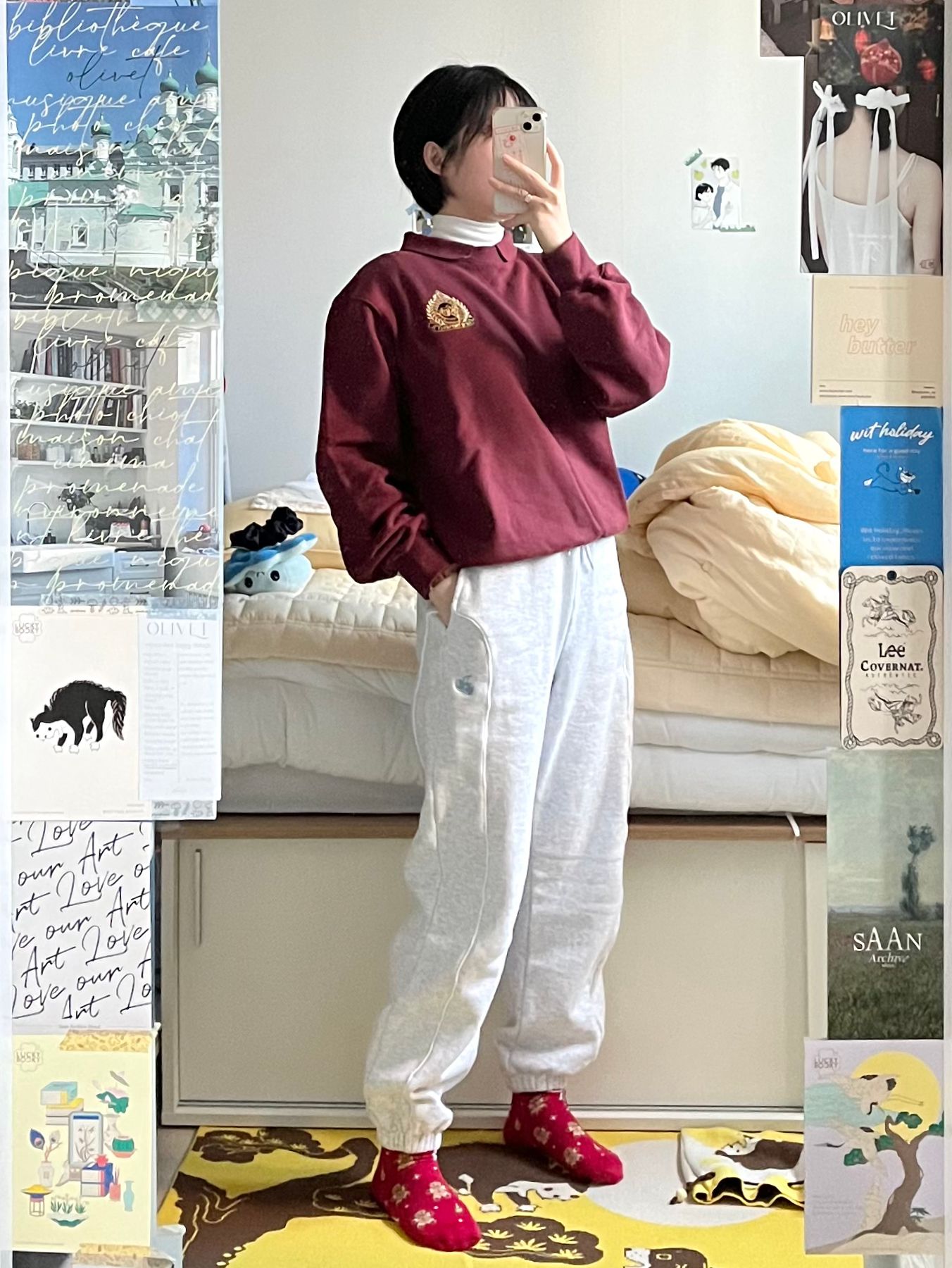 MUSINSA | KIRSH Small Cherry Jogger Pants [Melange Gray]