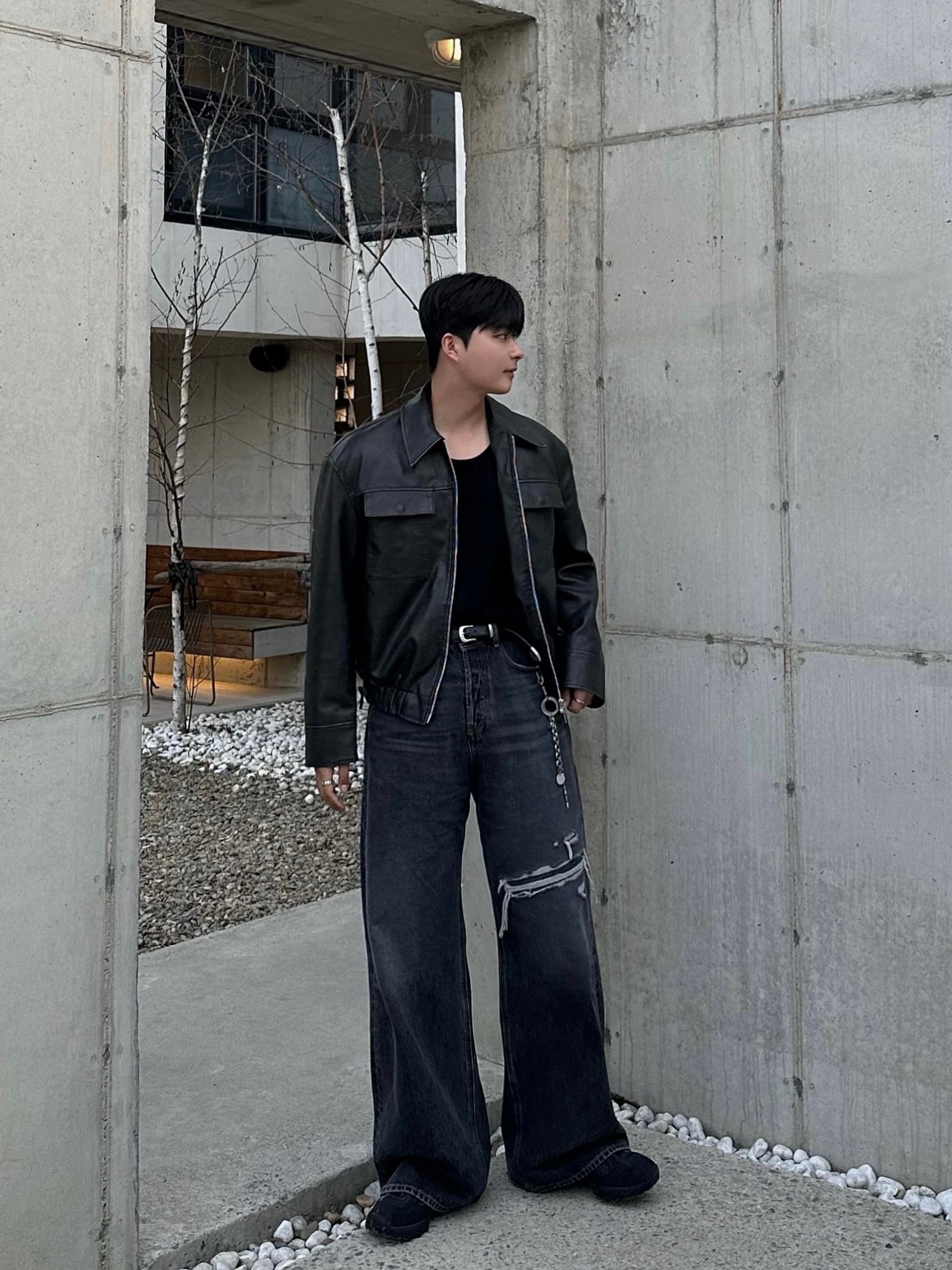 MUSINSA | SPERONE Washed leather jacket