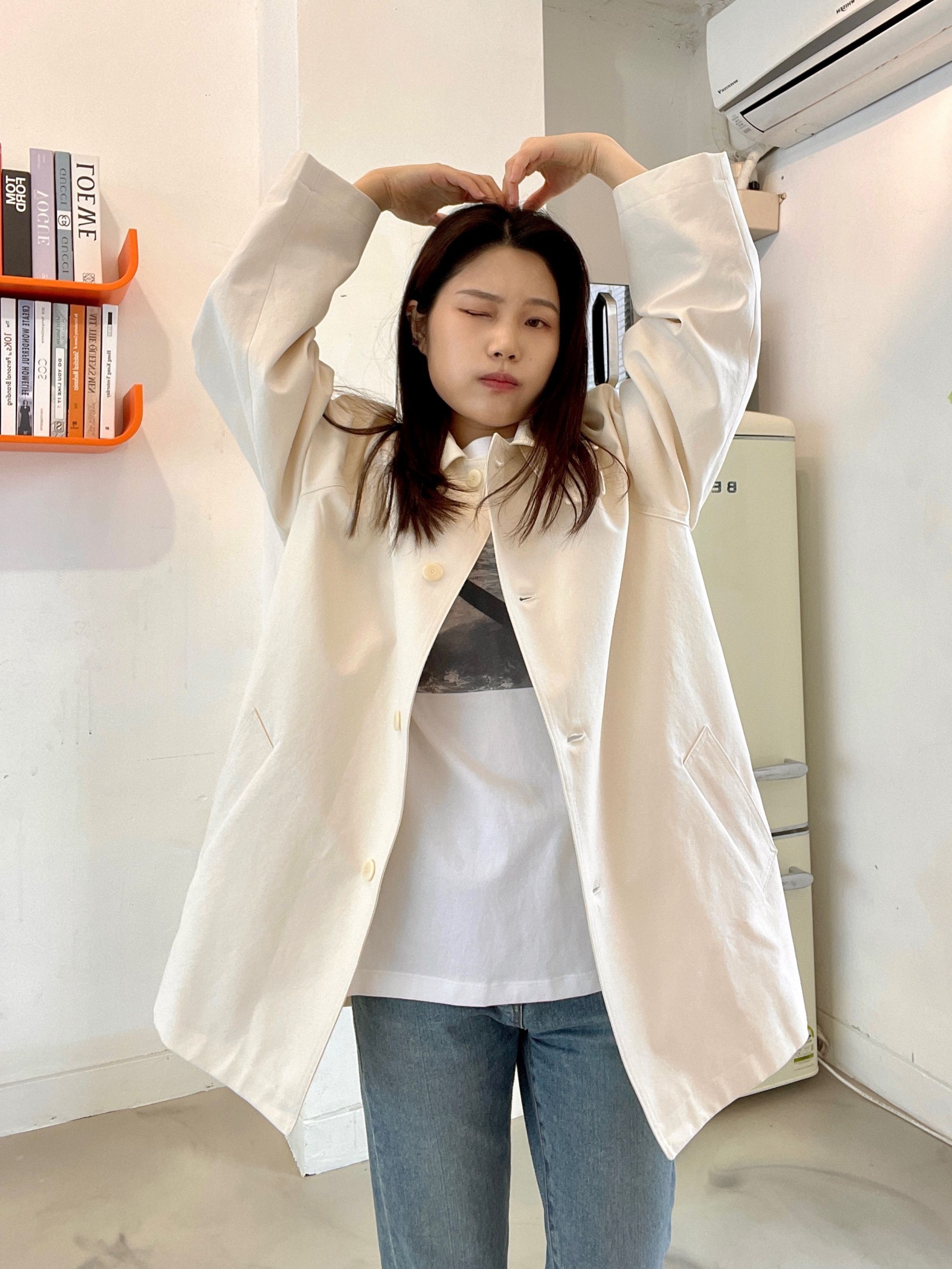 MUSINSA公式 | LAMINEZ ハーフトレンチコート - アイボリー