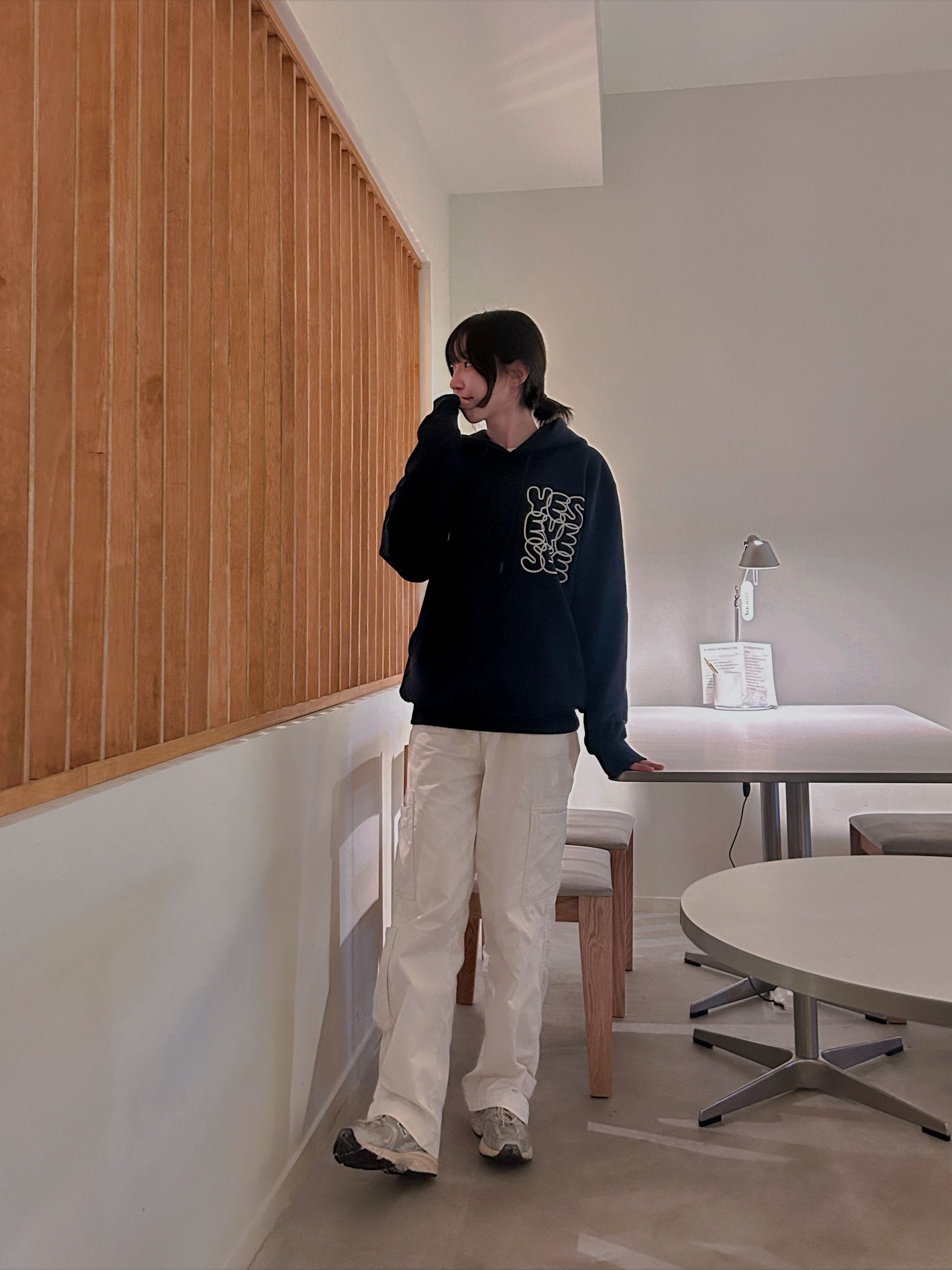 MUSINSA | YESEYESEE C-Logo Hoodie Dusty Pink