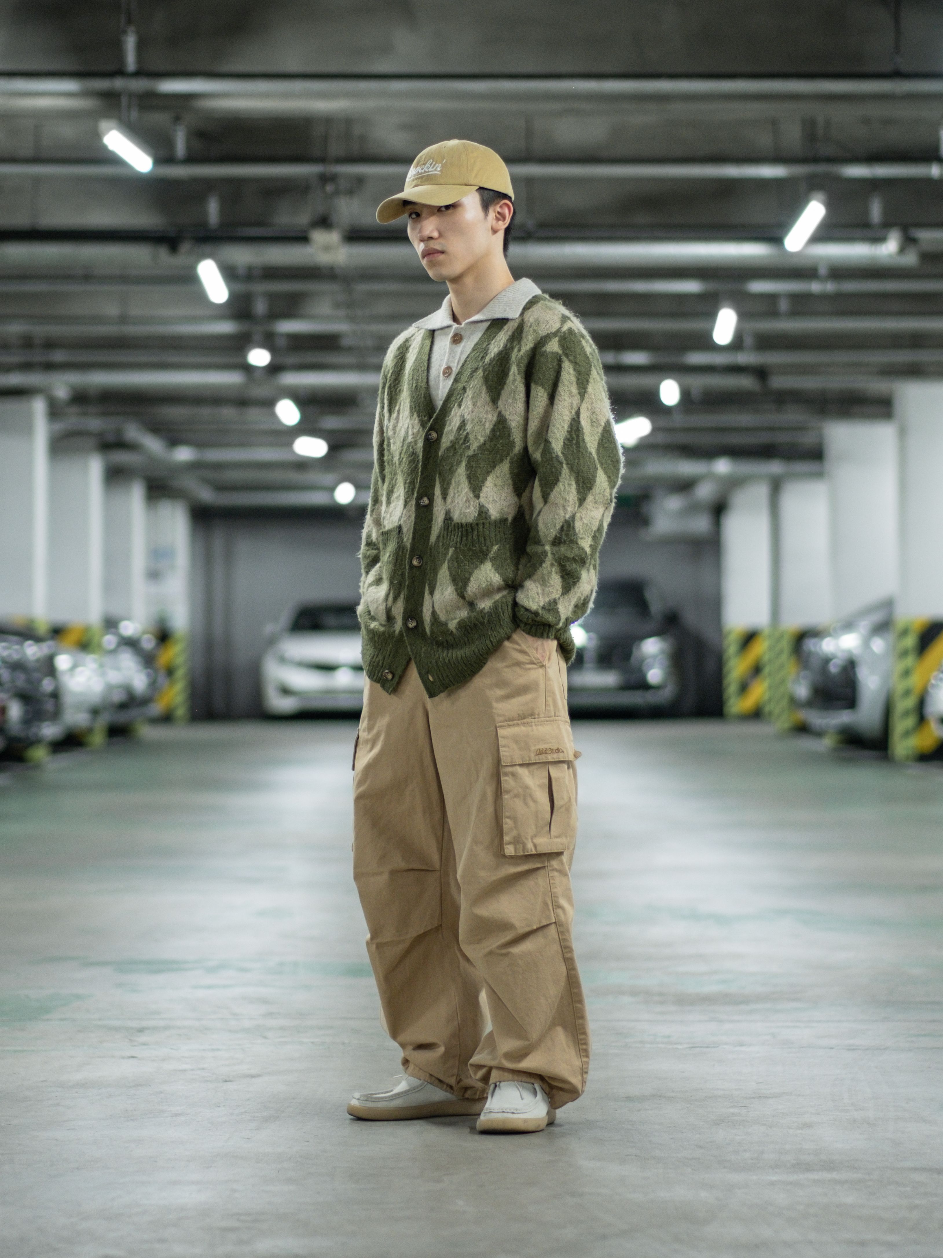 MUSINSA | ODDSTUDIO Parachute washed wide cotton cargo pants