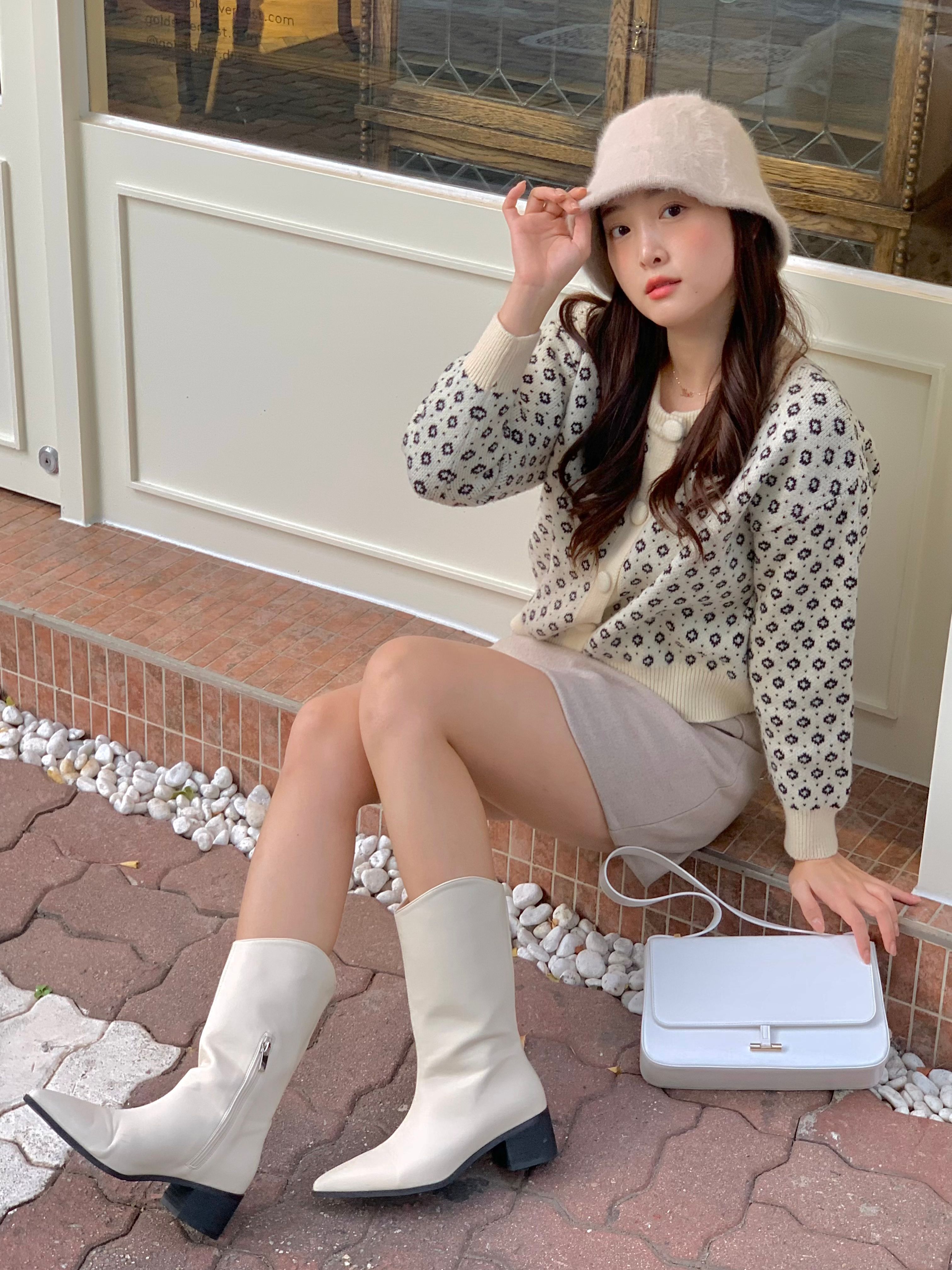 [HIGH SCHOOL DISCO] 人気商品☆H fur bucket hat_全4色 하이스쿨디스코(HIGH SCHOOL DISCO) H fur bucket hat_gray