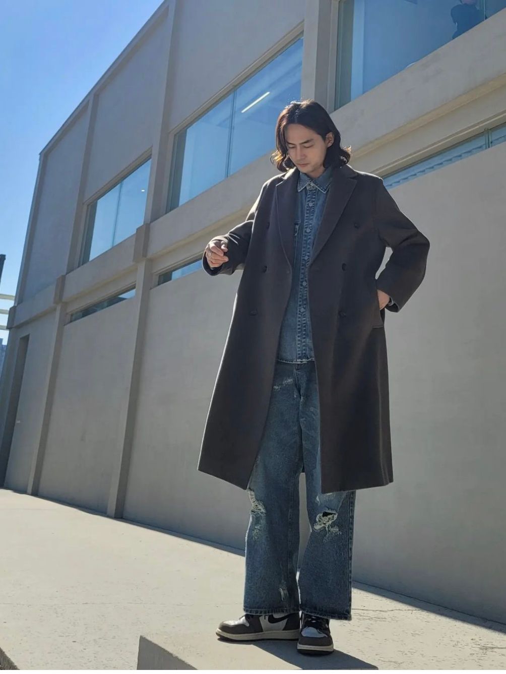 ★MUSINSA STANDARD★ Oversized double pocket denim shirt was ☆MUSINSA STANDARD☆ Oversized double pocket denim shirt was