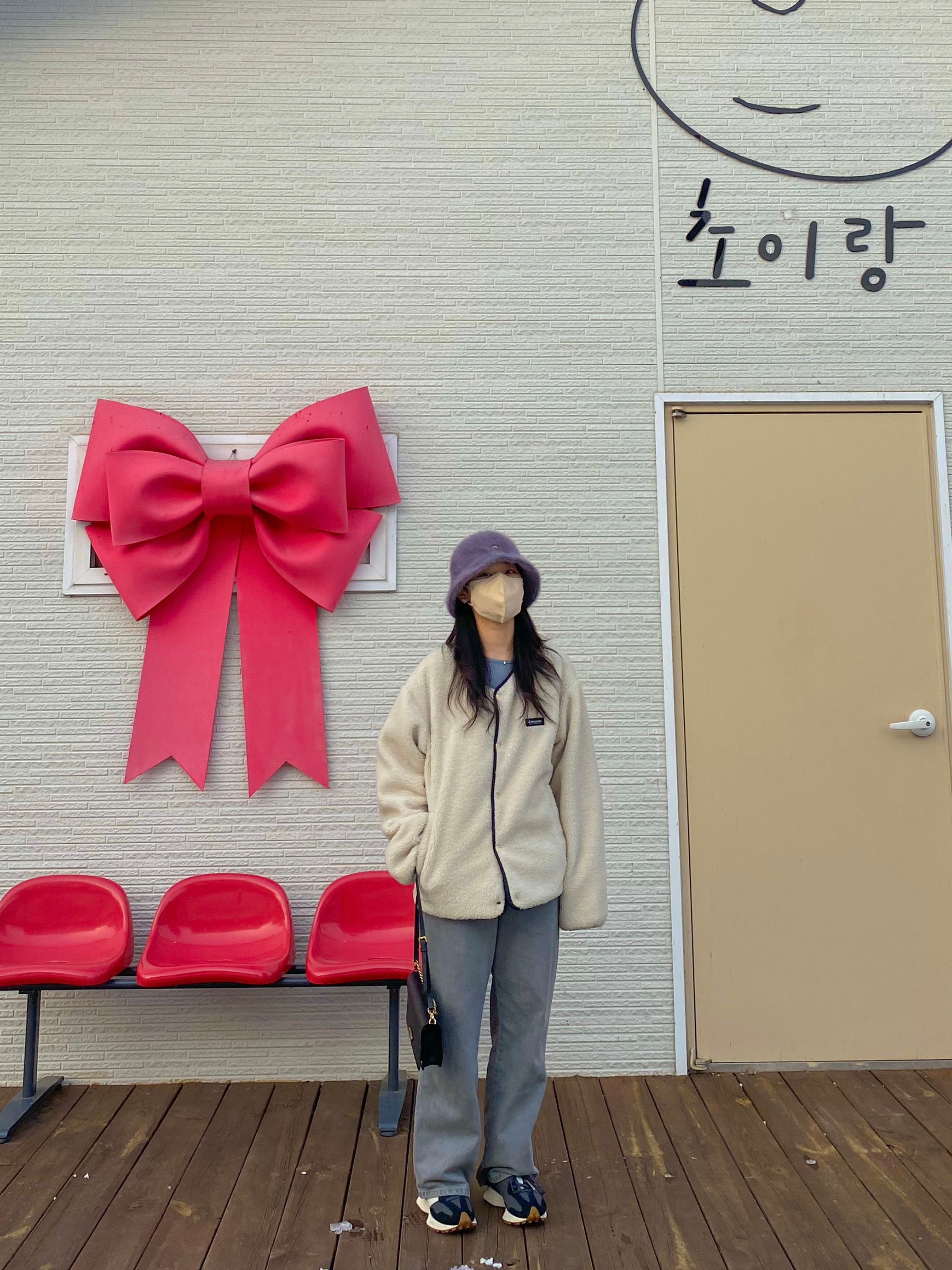 [HIGH SCHOOL DISCO] 人気商品☆H fur bucket hat_全4色 하이스쿨디스코(HIGH SCHOOL DISCO) H fur bucket hat_gray