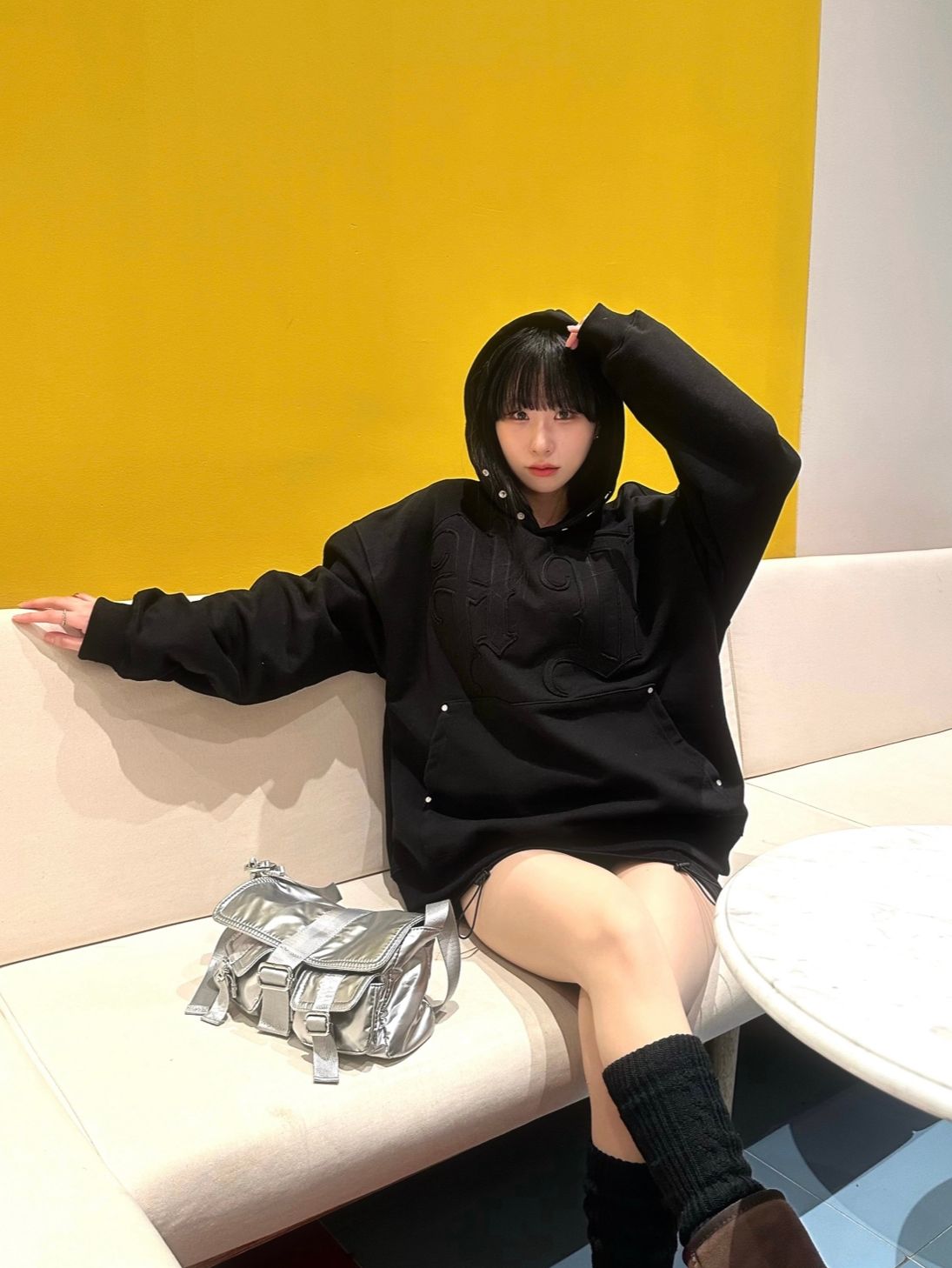 パーカー・フーディ [HOODHOOD] HD Logo applique overfit hood tshirt IVORY MUSINSA公式 | HOODHOOD HD logo applique overfit hood ivory