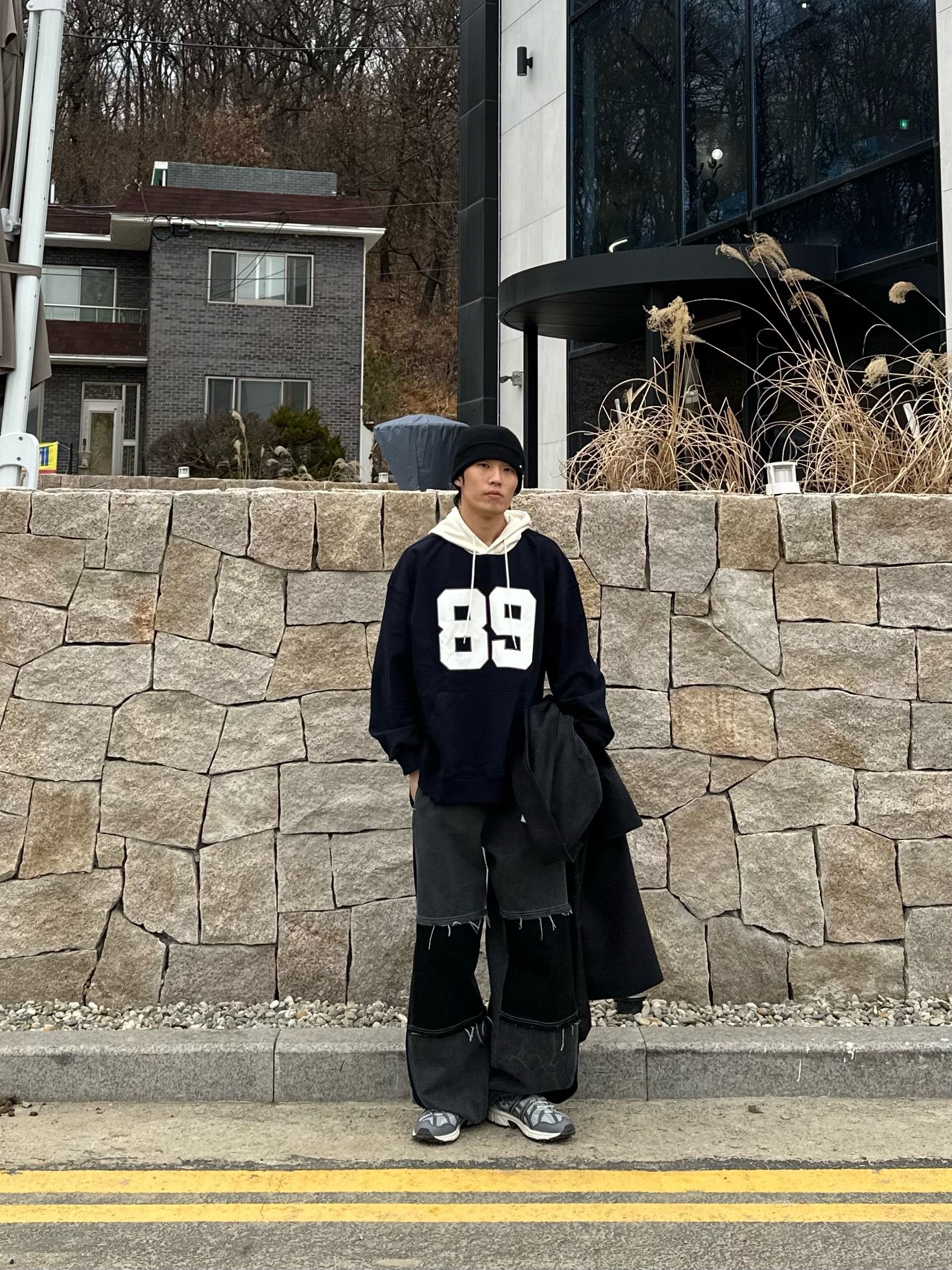 【Wai Kei】 Colorblock 89 Logo Check Hoodie /追跡付 MUSINSA公式 | WAI KEI Colorblock 89 Logo Check Hoodie Black