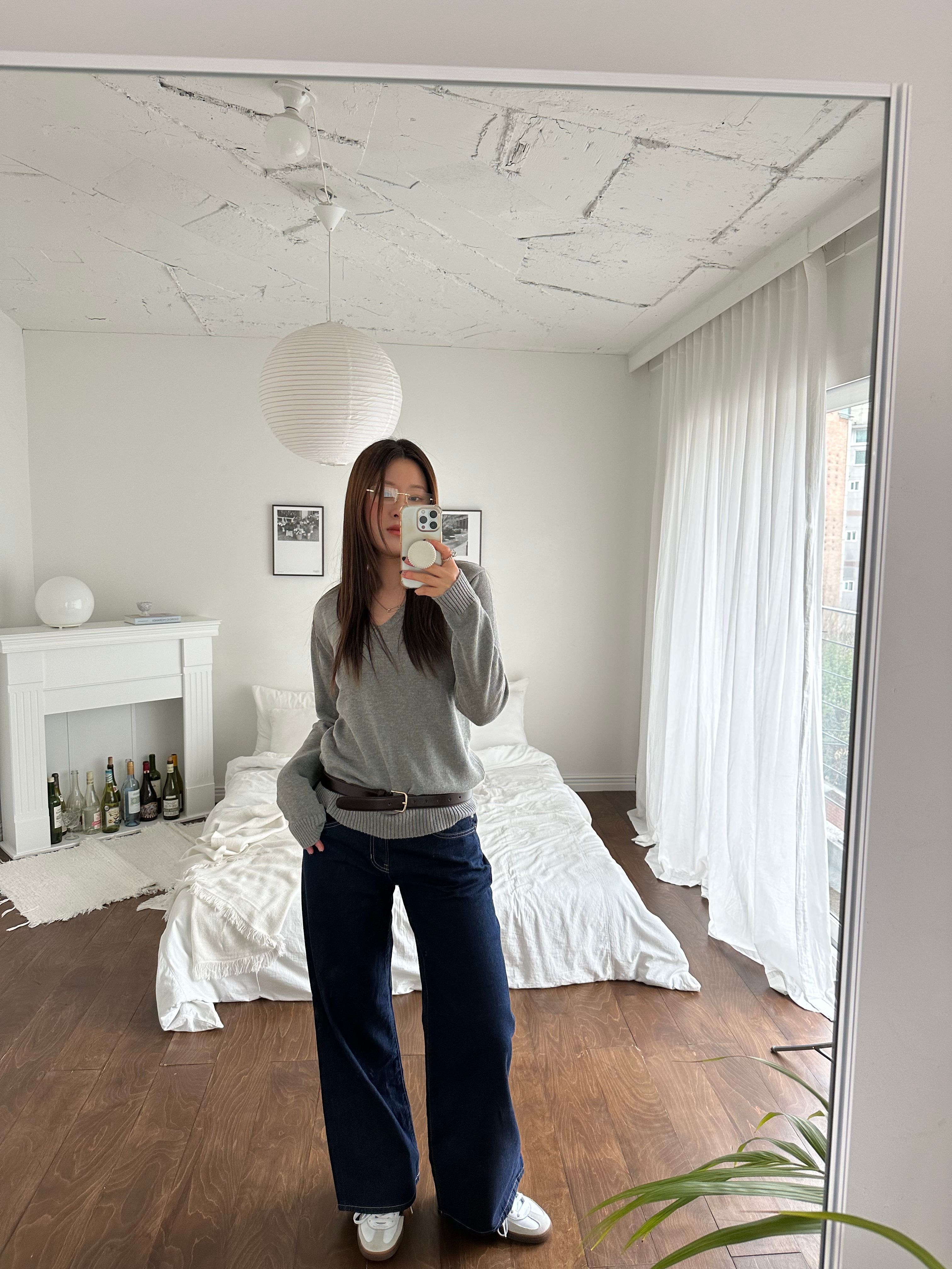 글로니(GLOWNY) 901 LOW-RISE WIDE LEG JEANS (DEEP BLUE