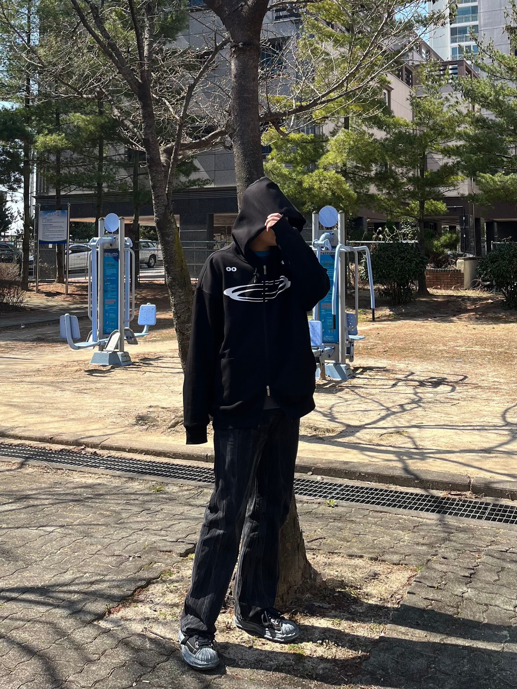 MUSINSA公式 | OPENING PROJECT Symbol Logo Zip Hoodie - Charcoal