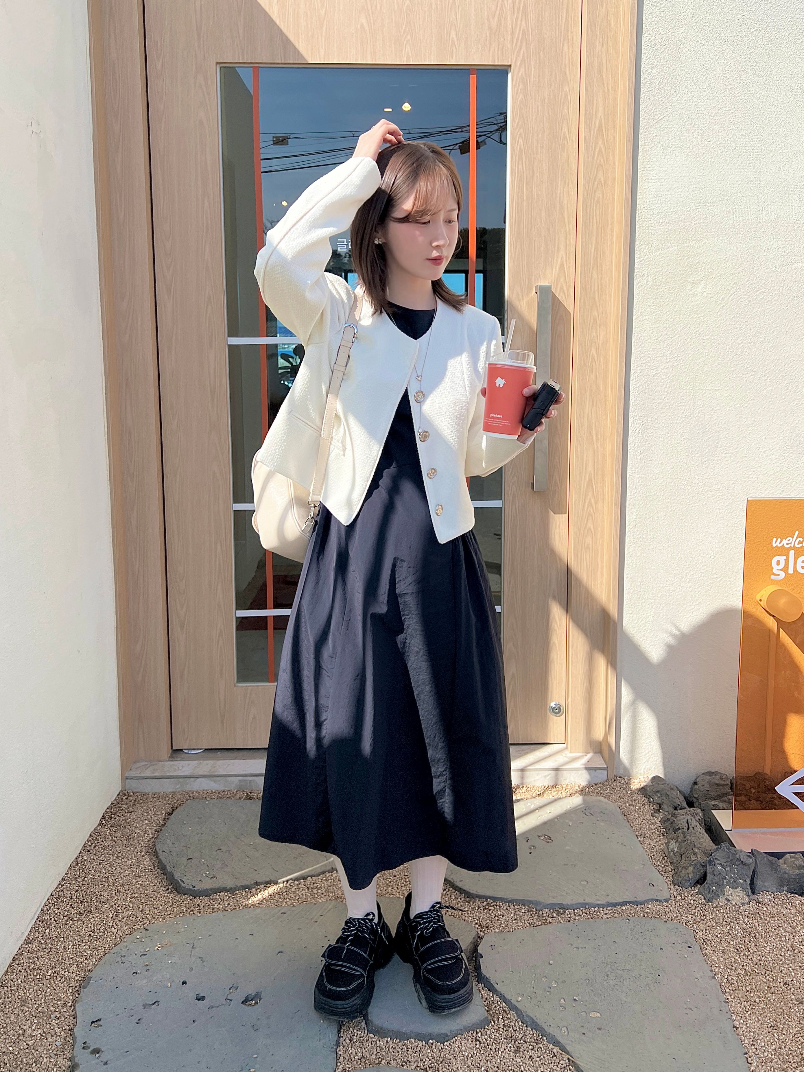 에트몽(ETMON) Side Shirring Dress Beige - 사이즈 & 후기 | 무신사