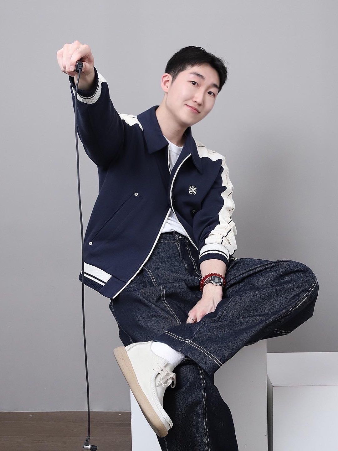 MUSINSA | SATUR Lawton collar track zip-up jacket classic navy