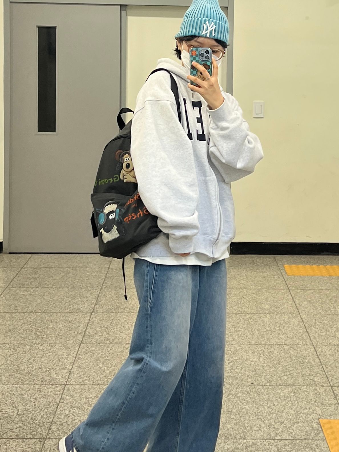 MUSINSA | NOHANT LONELY/LOVELY FLUFF HOODIE ZIP-UP GRAY NAVY