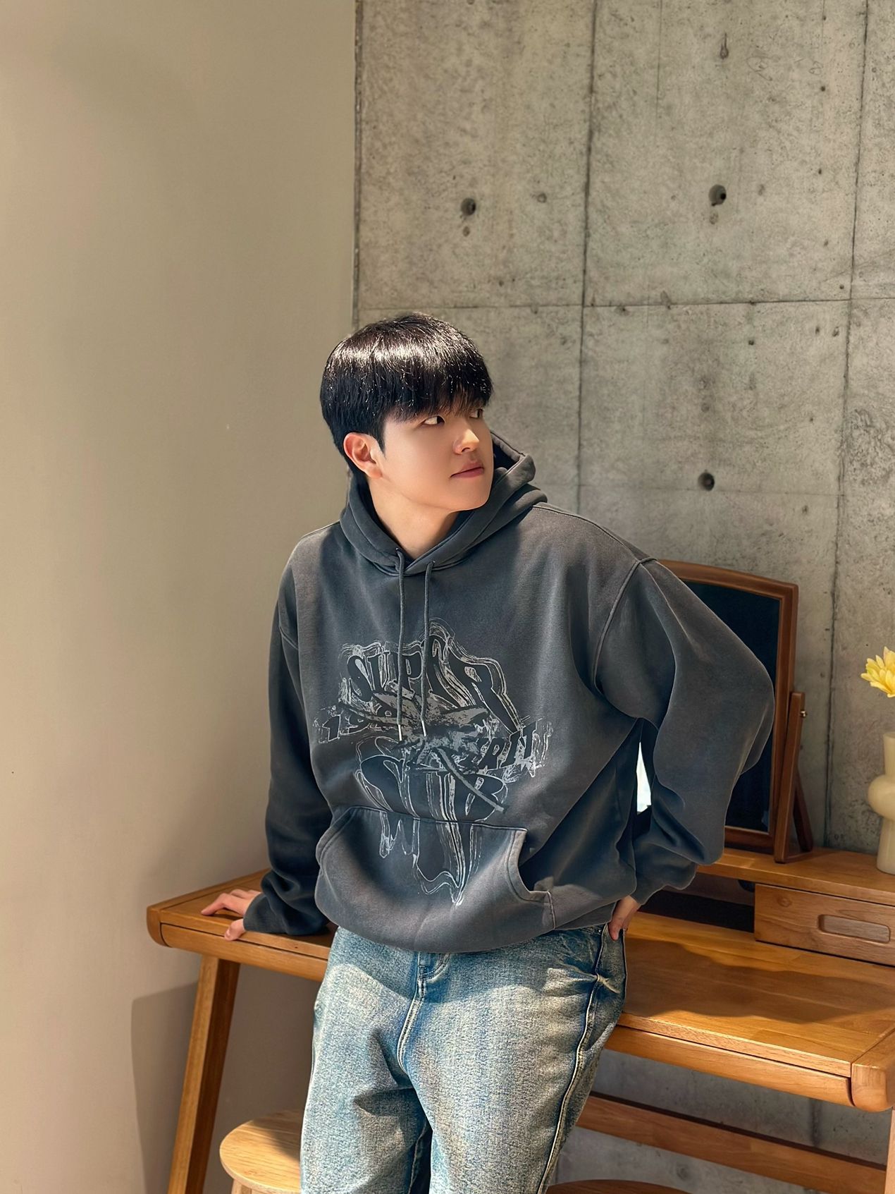 MUSINSA | SUPERSUB Crushed Punk Pigment Hoodie - Khaki