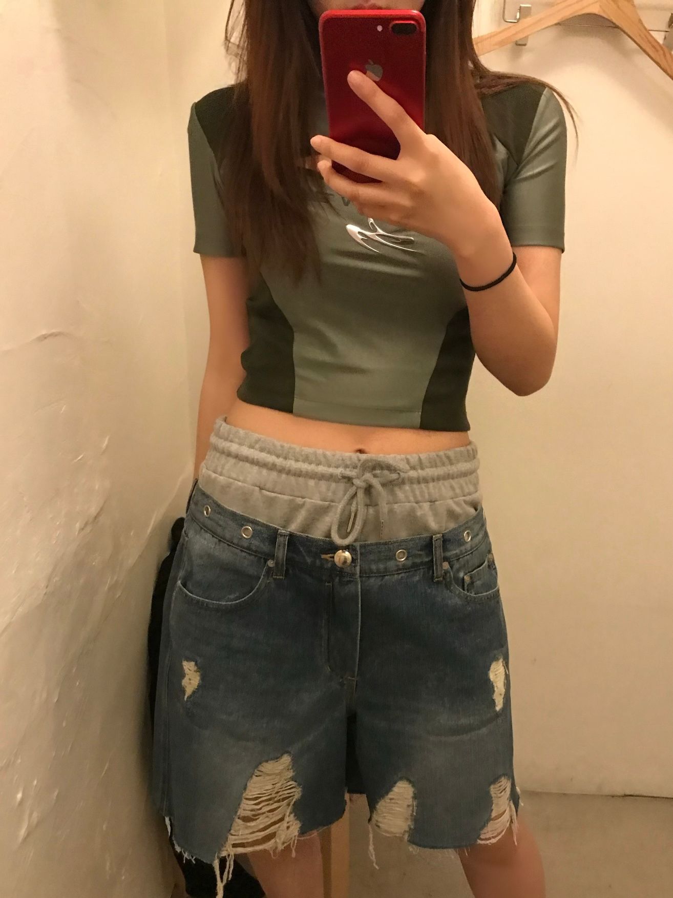 ★ANDERSSON BELL★ Denny Sweat Waist Damage Shorts apa717wWA WOMEN) DENNY SWEAT WAIST DAMAGED SHORTS apa717w(WASHED BLUE