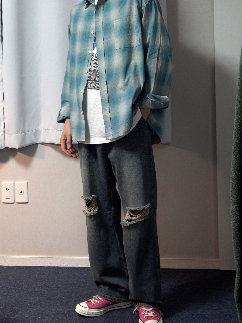 ★PARTIMENTO★ Ombre Check Shirt Blue Brown MUSINSA | PARTIMENTO Ombre Check Shirt Blue Brown