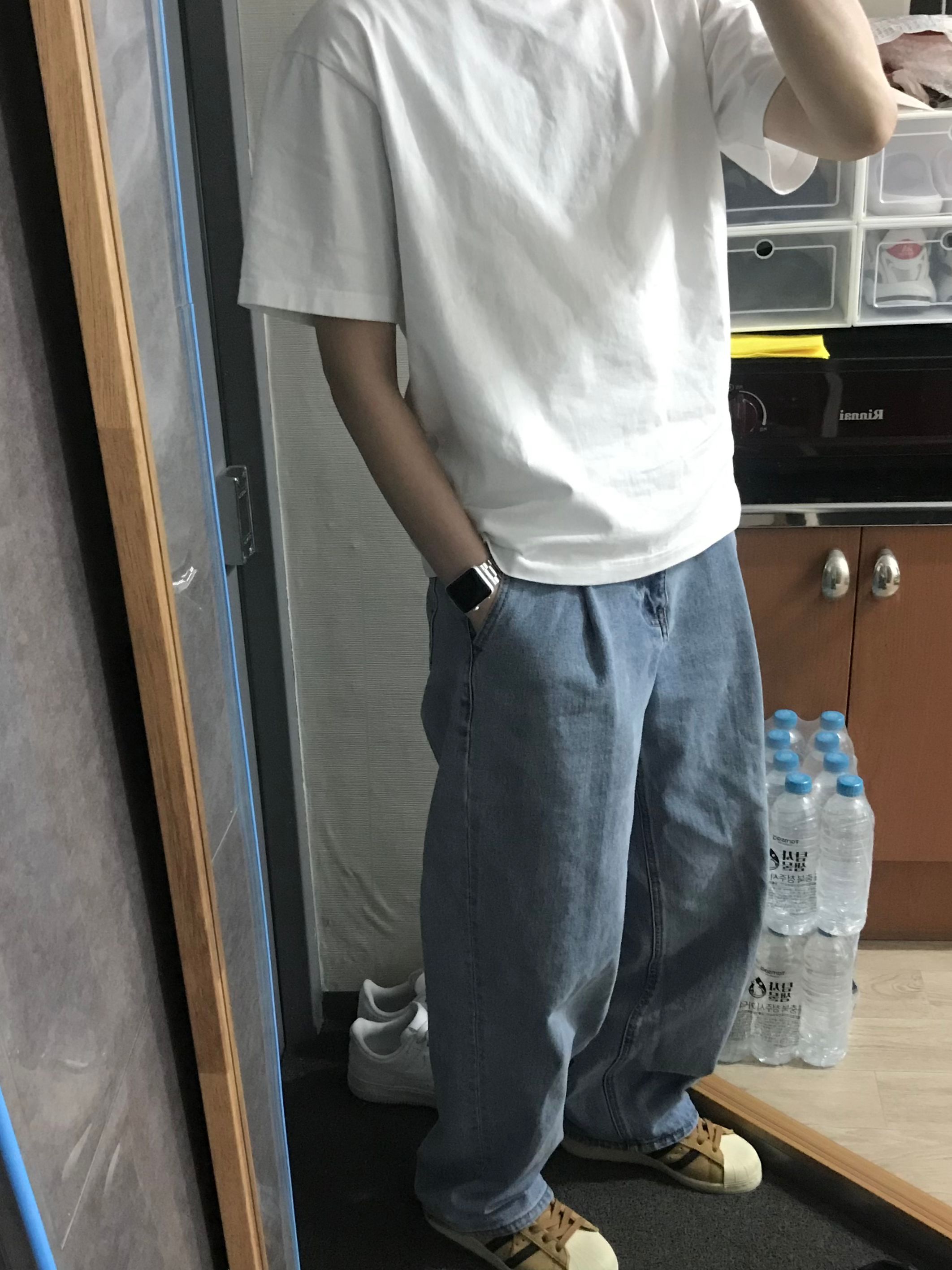 MUSINSA | MUSINSA STANDARD Belted Semi Balloon Denim Pants