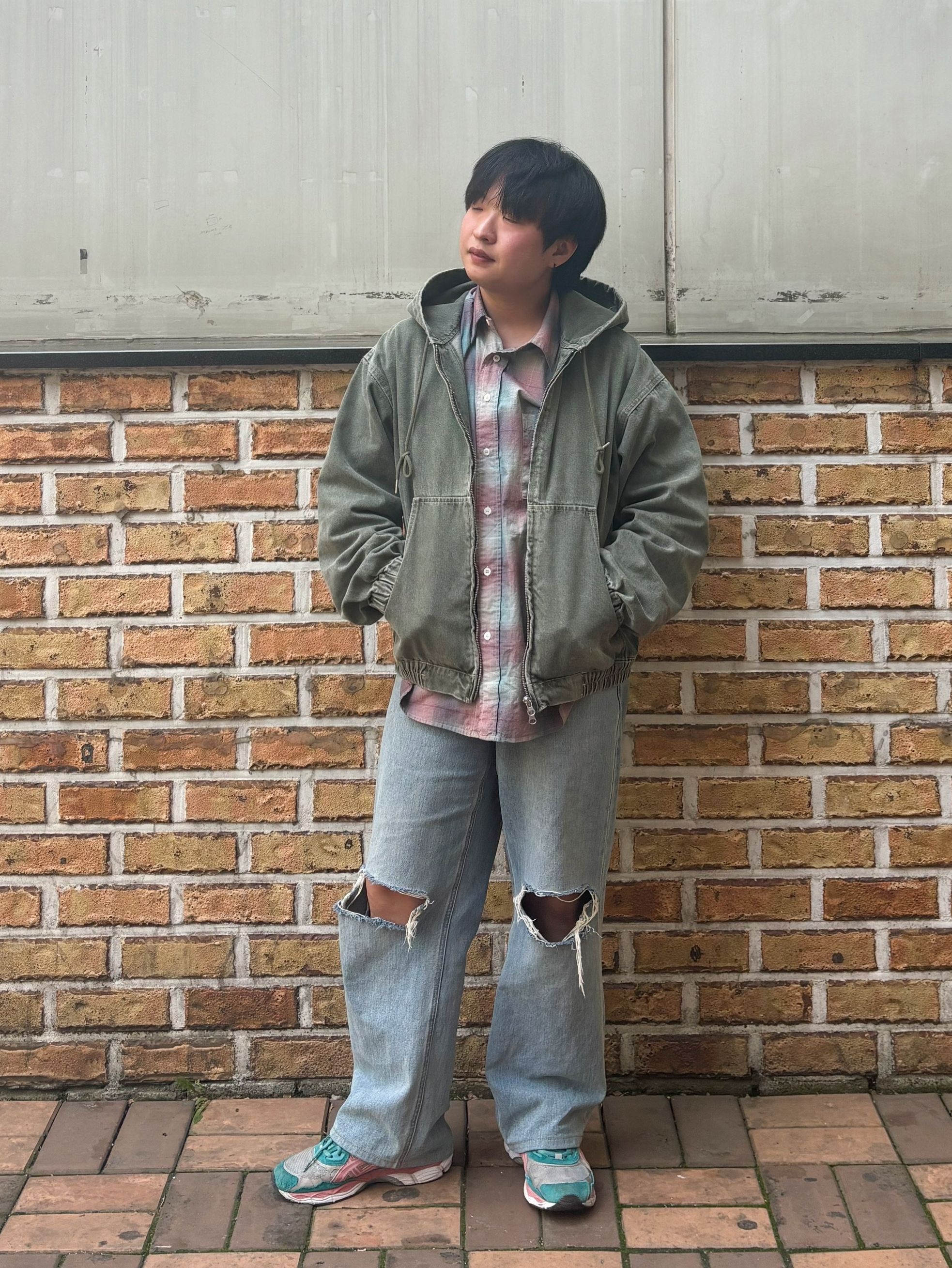 ★PARTIMENTO★ Ombre Check Shirt Blue Brown PARTIMENTO