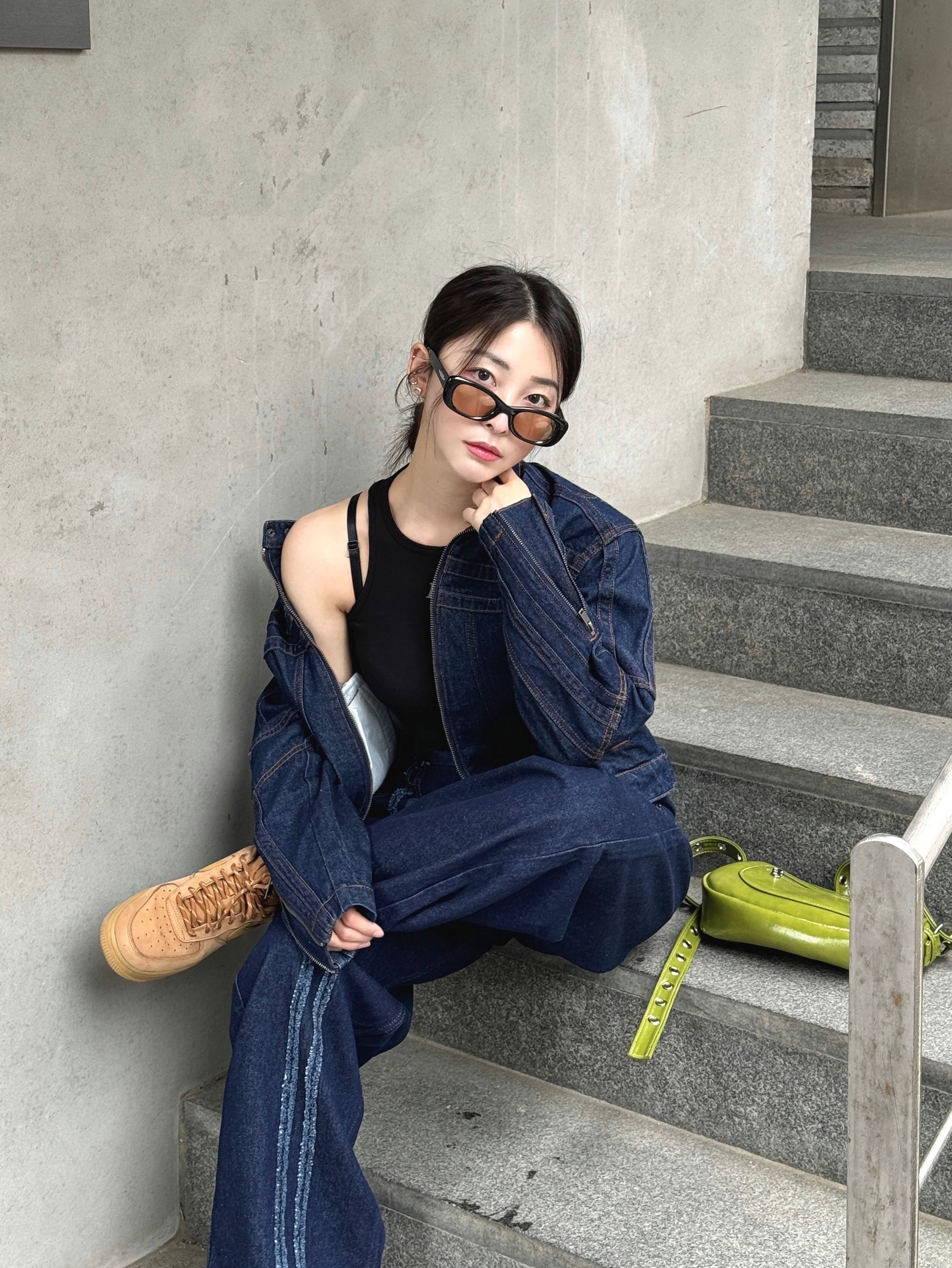 MUSINSA | NERDY [Celebrity Worn] Uni NY Denim Biker Jacket Blue