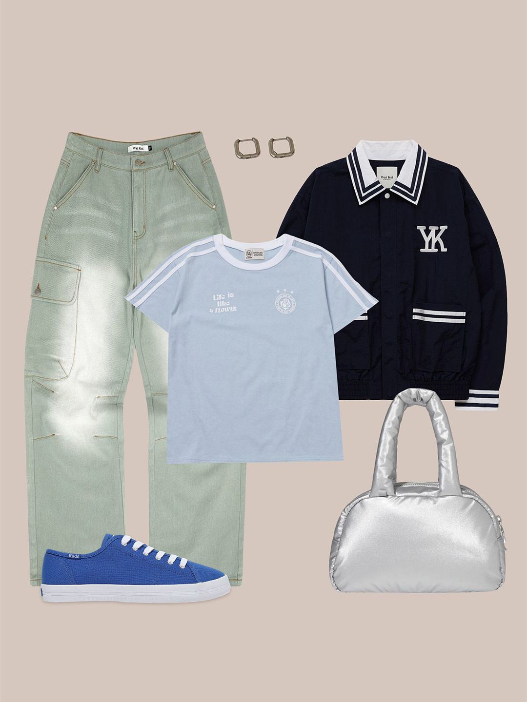 デニム・ジーパン Wai Kei Parachute cargo washed denim pants BMR488 MUSINSA | WAI KEI Parachute Cargo Washed Denim Pants Mint