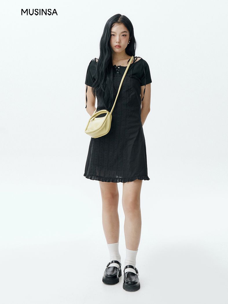 MUSINSA公式 | NOT YOUR ROSE Lace frill mini dress (ivory)