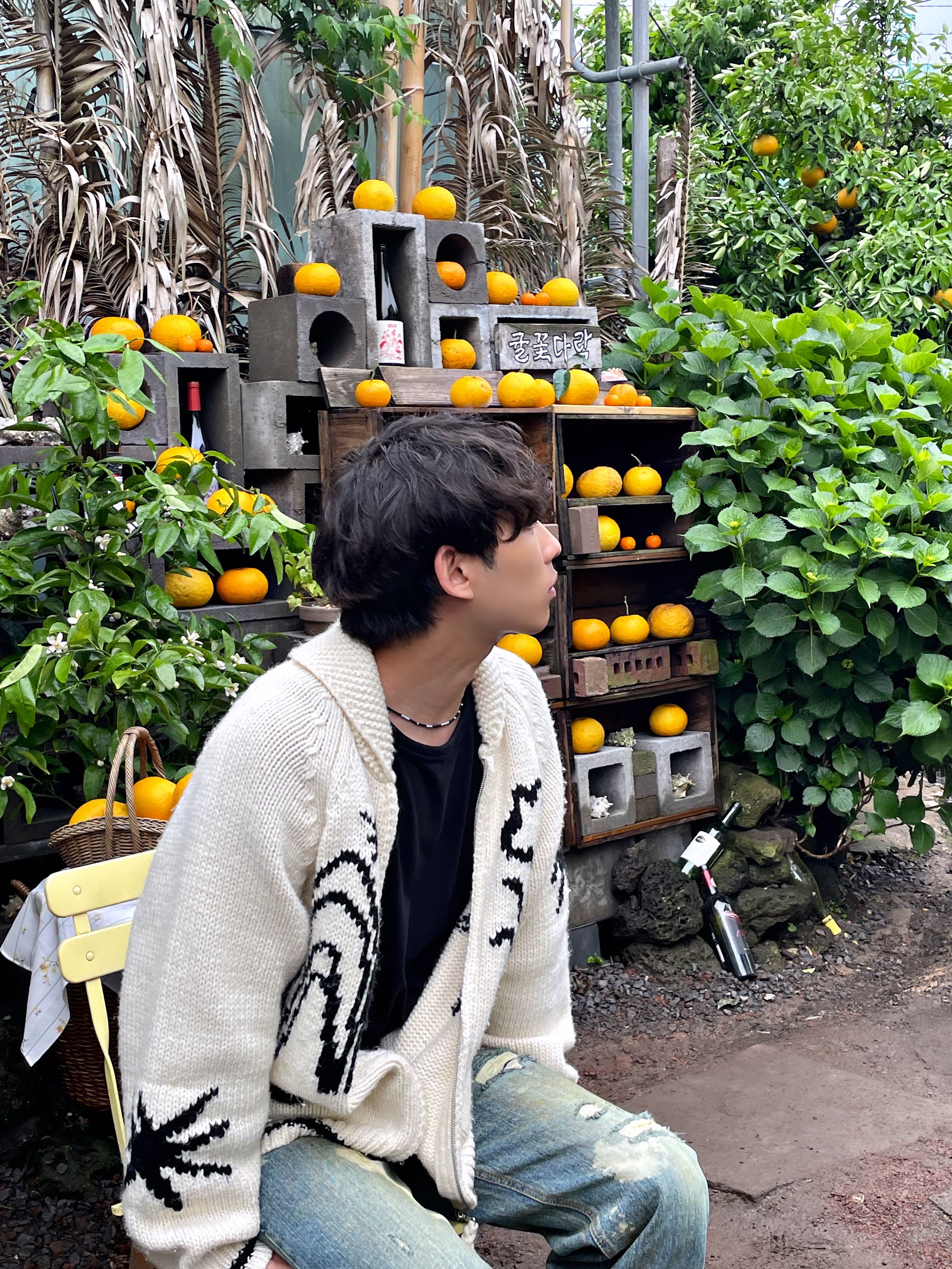 ★Fallett★送料込★韓国★DRAWING GARDEN COWICHAN KNIT ZIP UP MUSINSA | FALLETT Drawing Garden Cowichan Knit Zip Up Gray