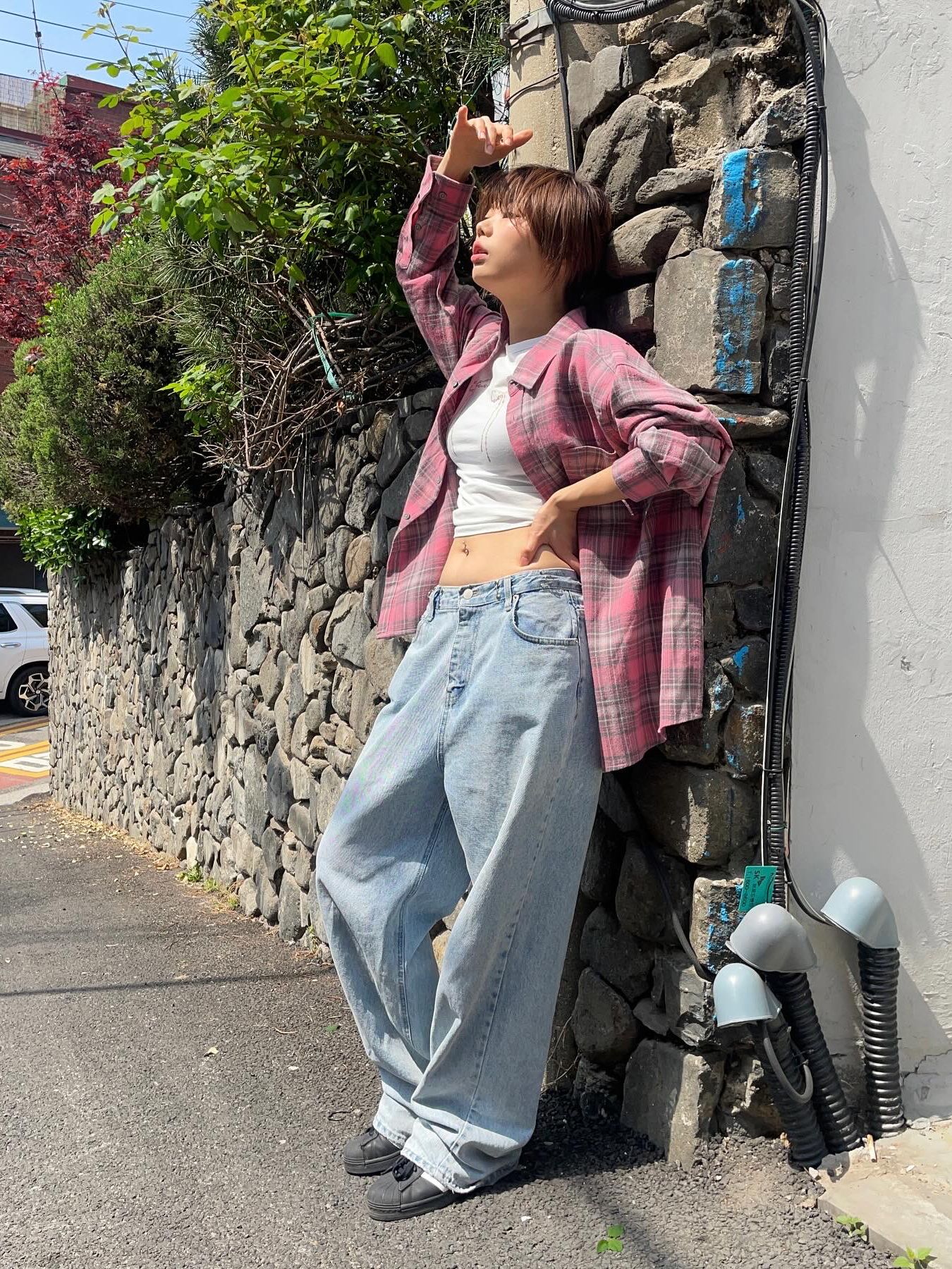MUSINSA | BASEMOMENT Flannel Plaid Check Shirt Pink