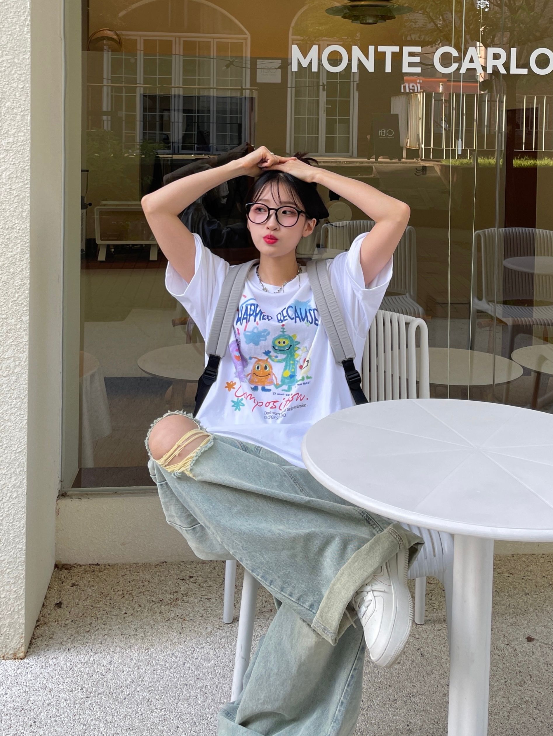MUSINSA | CPGN STUDIO DTP Happy Day Short Sleeve T-shirt Cream