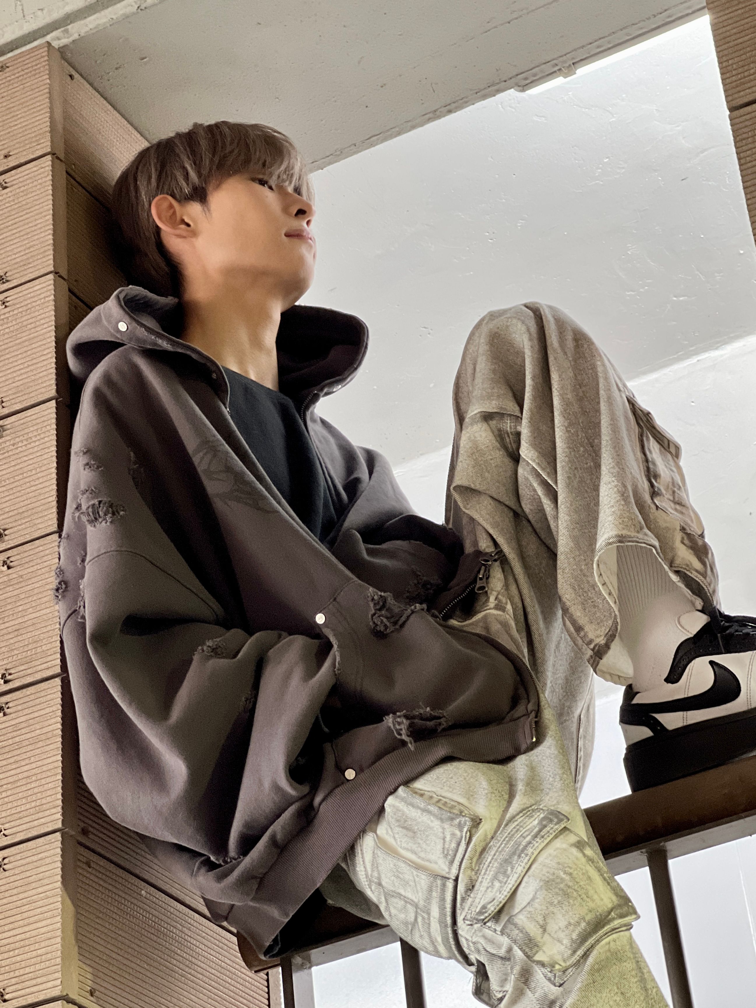 [NOT4NERD] Stud Half Logo Pigment Hood Zip/追跡付 org.jpg