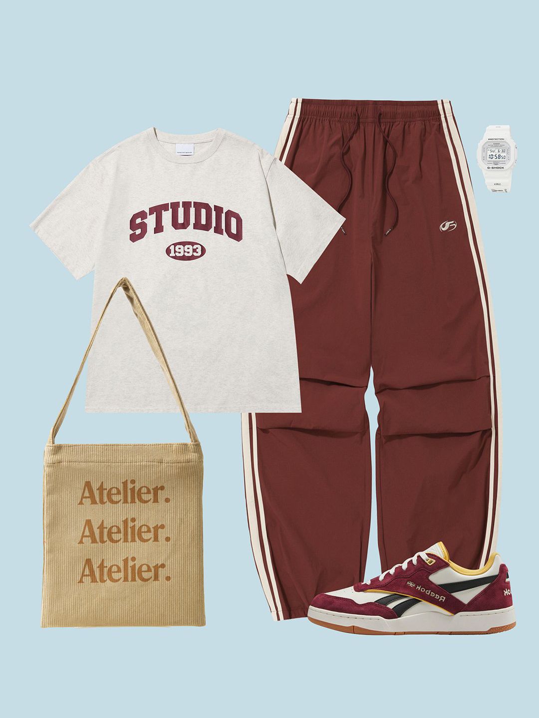 MUSINSA | 1993STUDIO Studio Arch Logo T-Shirt_Oat Beige