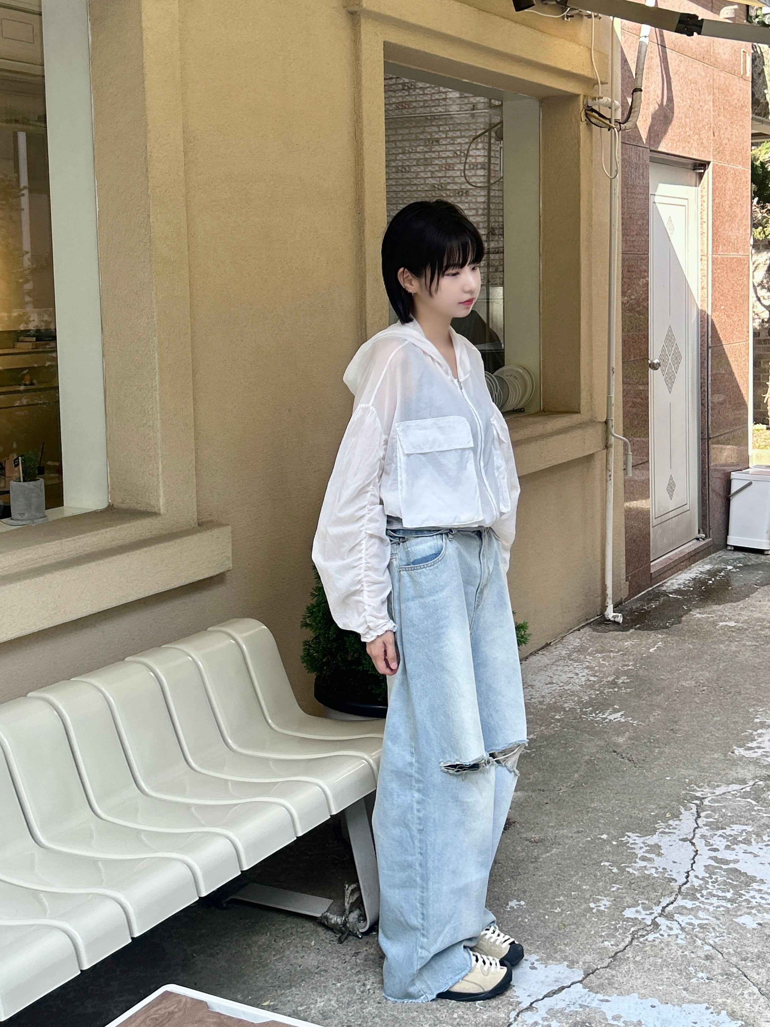 MUSINSA | UNKNOWN PLANET Side Belted Destroyed Wide Denim