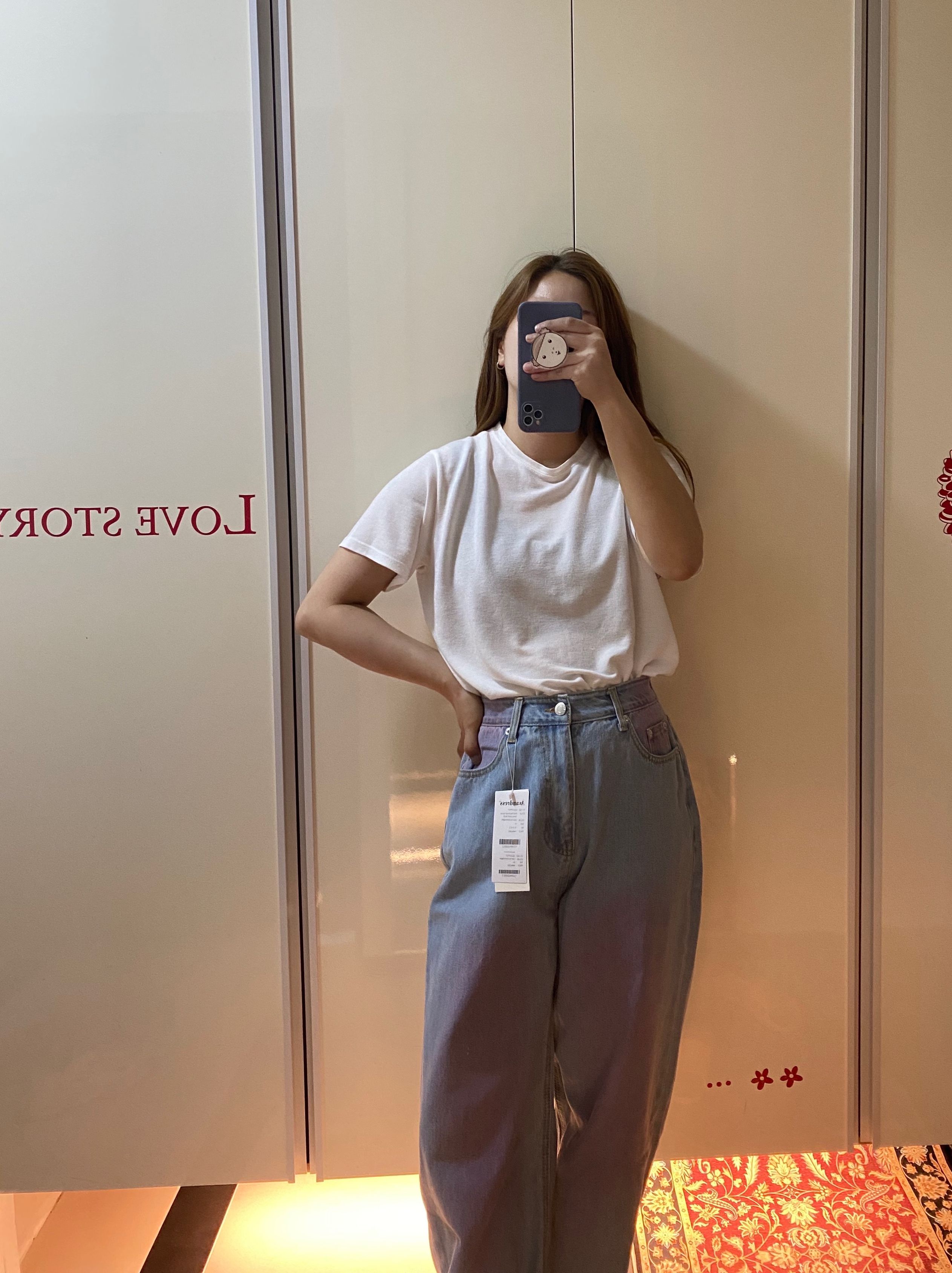 MUSINSA | AVANDRESS POP Pink Brush Denim Pants LIGHT BLUE