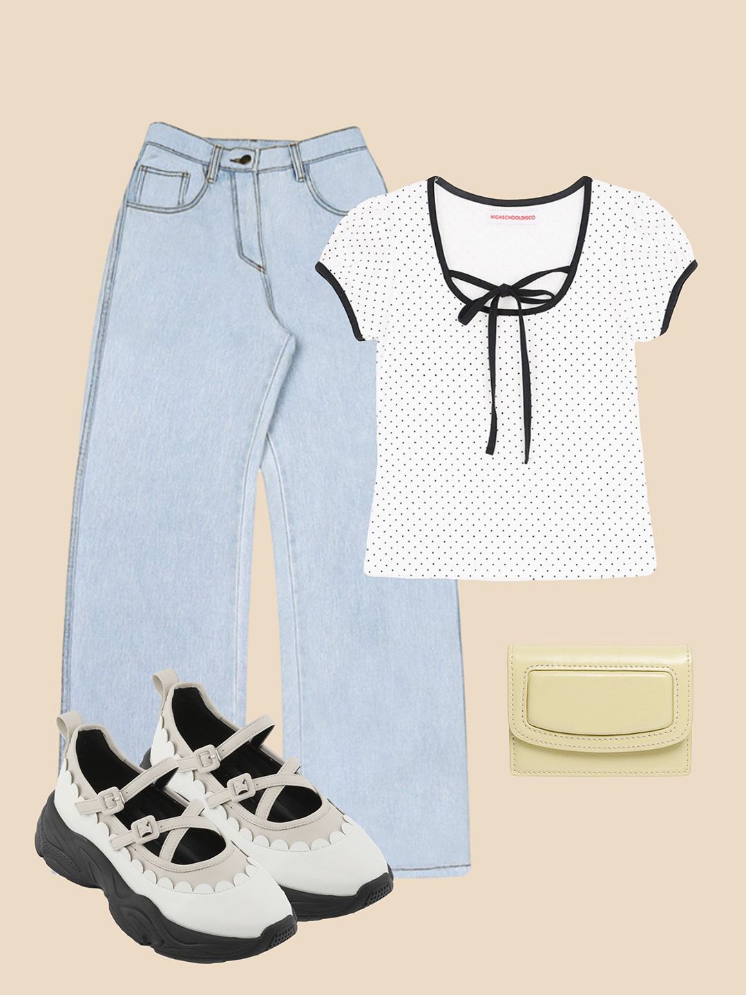 MUSINSA公式 | HIGH SCHOOL DISCO Puff sleeve Dot ribbon Short