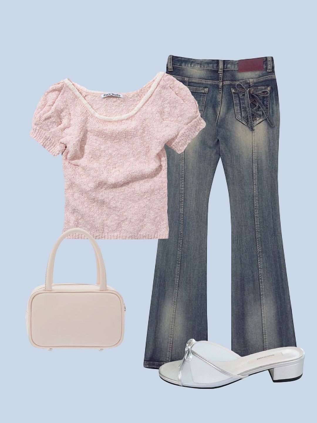 MUSINSA | DARLING, YOU'RE BAD ROSE BOOTS CUT DENIM #VINTAGE BLUE