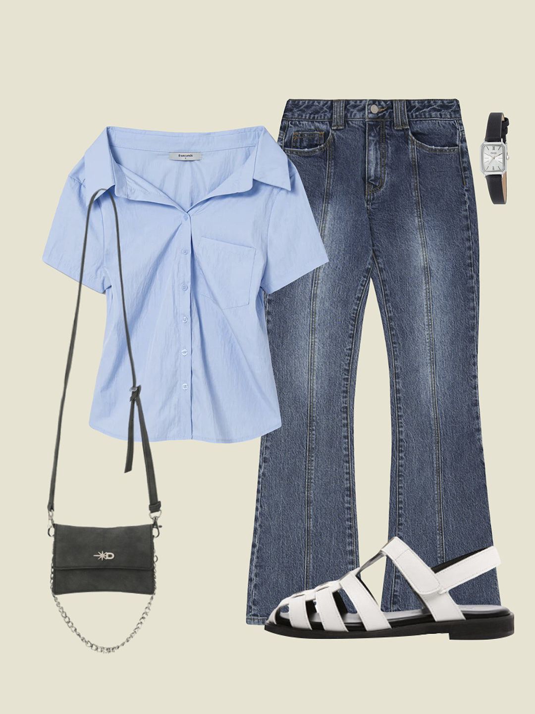 │Odd Studio│ Slit bootcut denim pants BLUE OO3FFDP101BL MUSINSA | ODDSTUDIO Slit bootcut denim pants - LIGHT BLUE