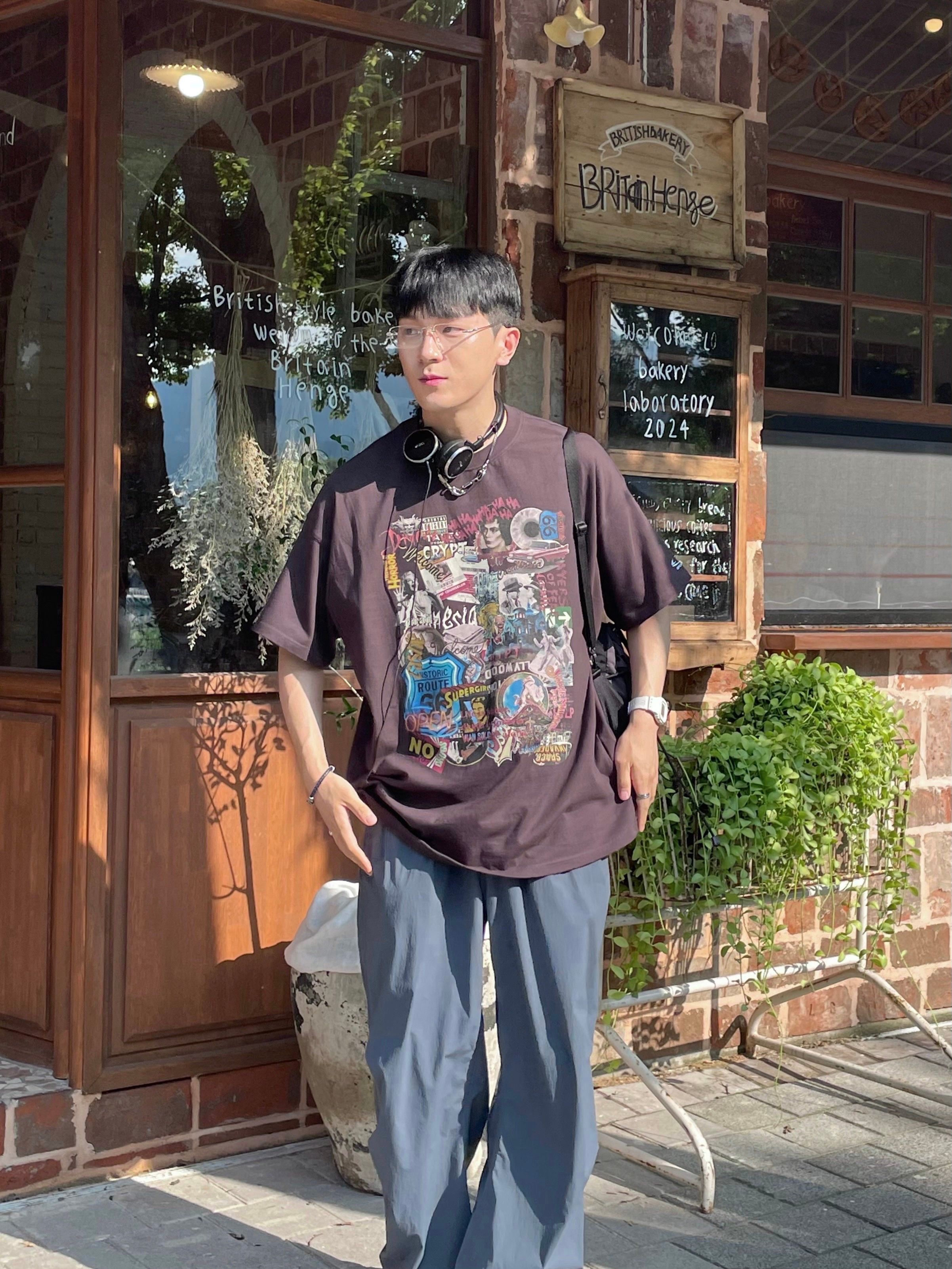 MUSINSA | GRAILZ COLLAGE T-SHIRTS [CHARCOAL]