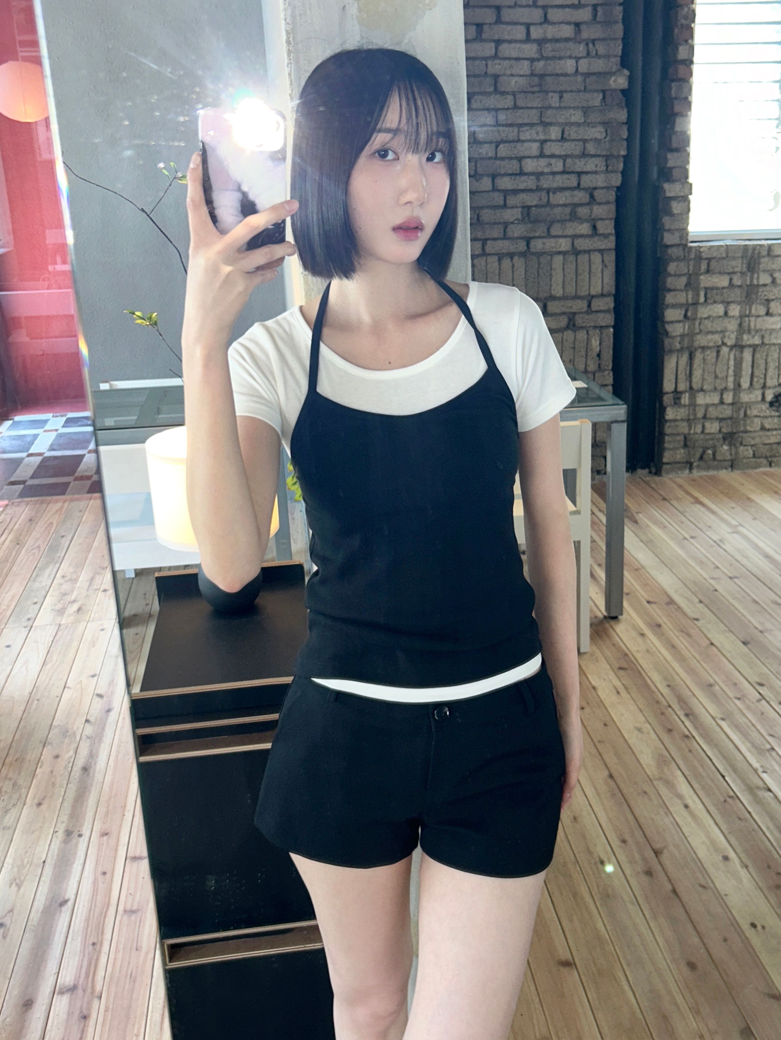 パンツ CRANK  Ribbed micro shorts_Charcoal MUSINSA | CRANK Ribbed micro shorts_Charcoal