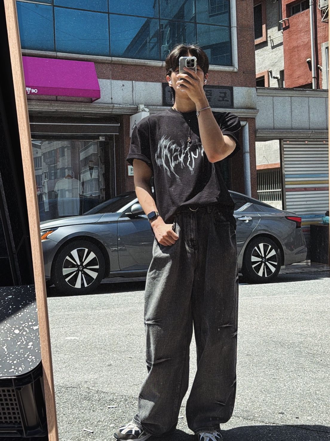 낫포너드(NOT4NERD) Thunder Blur Logo T-Shirts - Black
