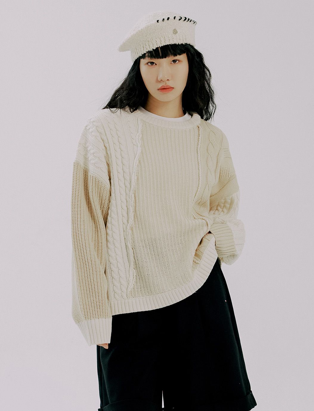 ★2022SS新作★ROMANTIC CROWN★STRIPE BALLOON KNIT TOP Lucy Paris - Teya Knit Top - Light Pink
