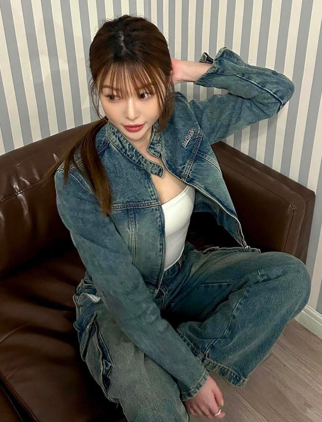 │Odd Studio│ Diagonal cut wide denim pants LIGHT BLUE OO4M The Denim Lab – No. 14