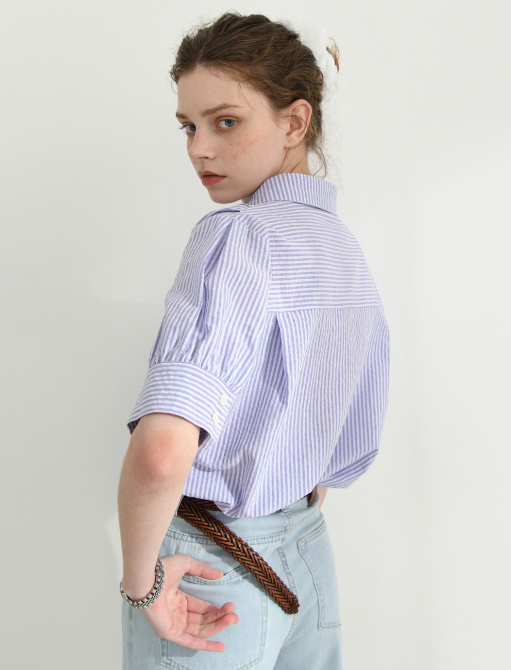 ★MUSINSA STANDARD★ Relaxed Cotton Tencel Pigment Shirt Cha Mélange Solid Cotton TENCEL™ Lyocell Shirt - Eton