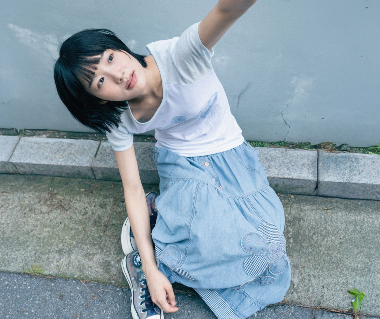 Tシャツ・カットソー [hug your skin] Star stitched top  (3 color) MUSINSA