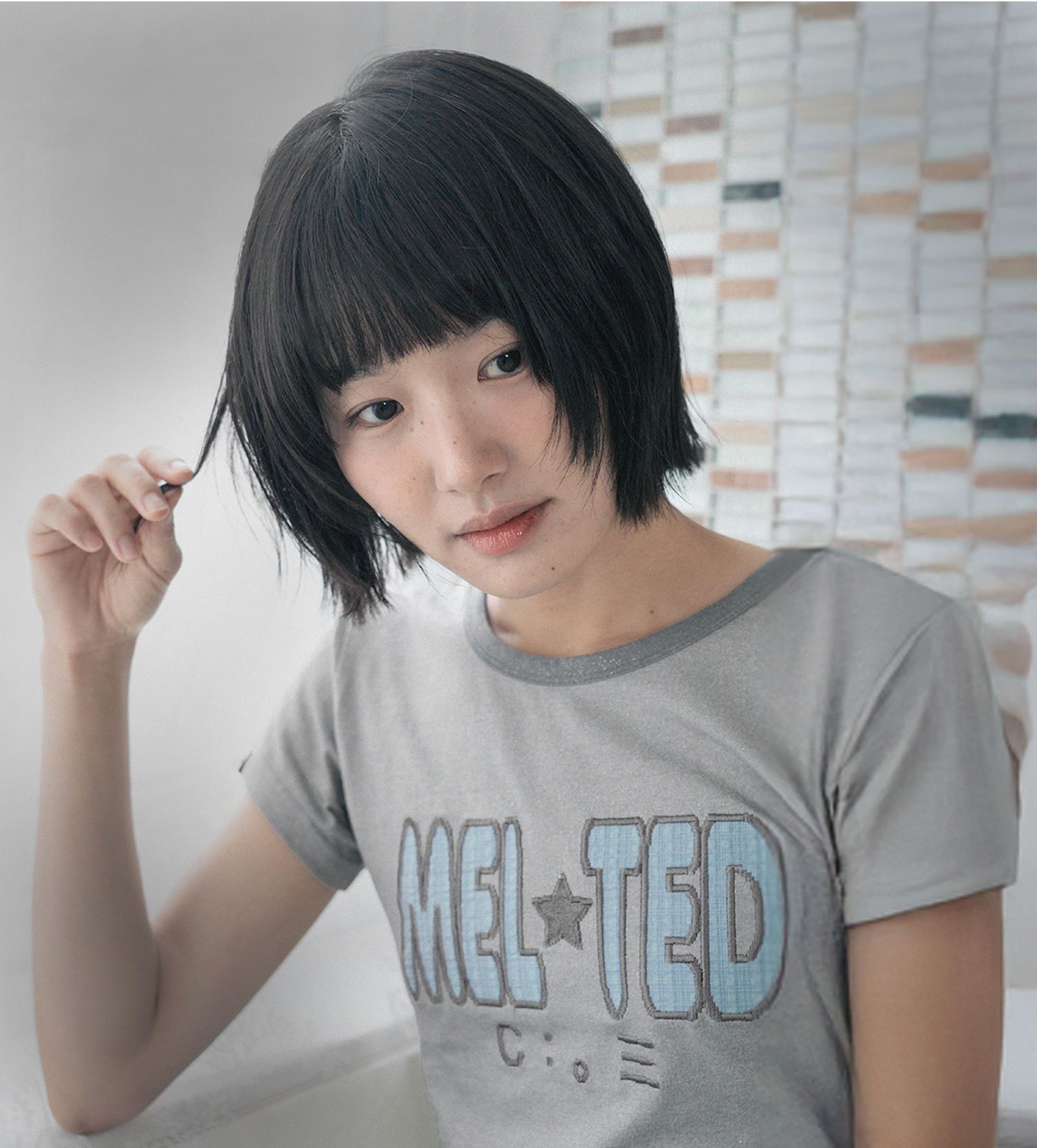 Tシャツ・カットソー [hug your skin] Star stitched top  (3 color) MUSINSA