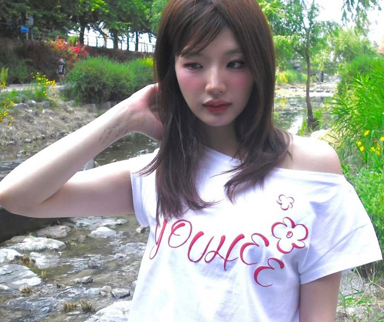 Tシャツ・カットソー [hug your skin] Star stitched top  (3 color) MUSINSA