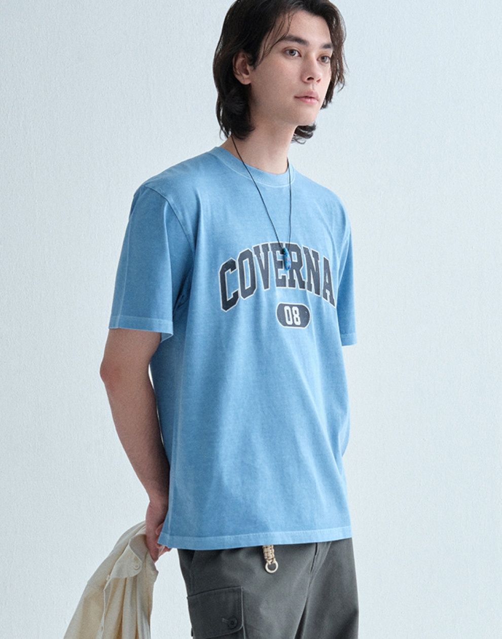 Tシャツ・カットソー COVERNAT Authentic Over Dying T-Shirt Light Blue Women's Cropped T-shirt with abstract print | Blue | Diesel