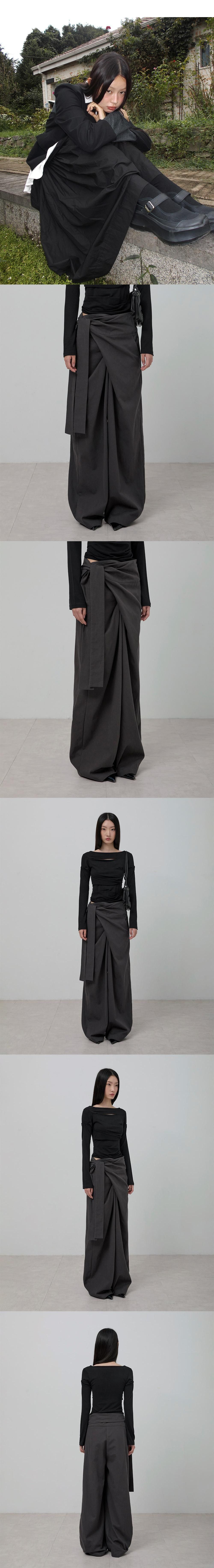 MUSINSA公式 | FLAREUP Layered Wrap Trousers (FL-255_Black)