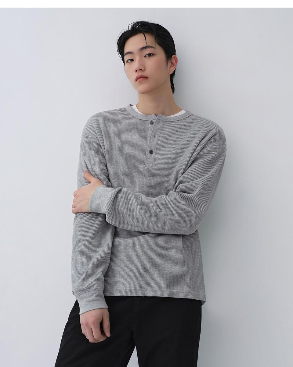 MUSINSA公式 | MUSINSA STANDARD ワッフルヘンリーネック長袖Tシャツ