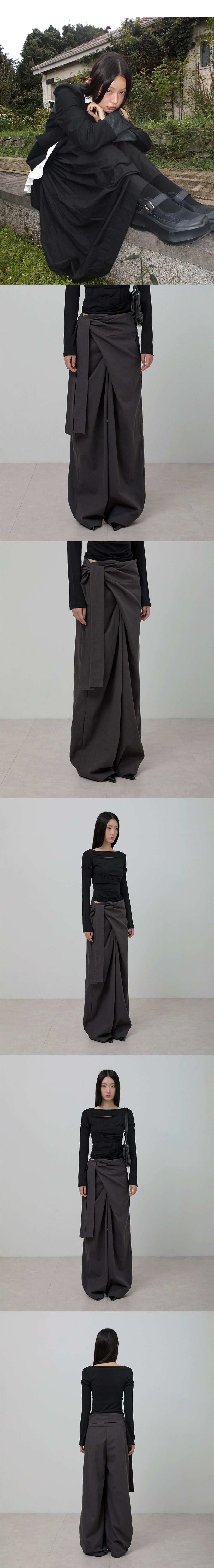 MUSINSA公式 | FLAREUP Layered Wrap Trousers (FL-255_Charcoal)