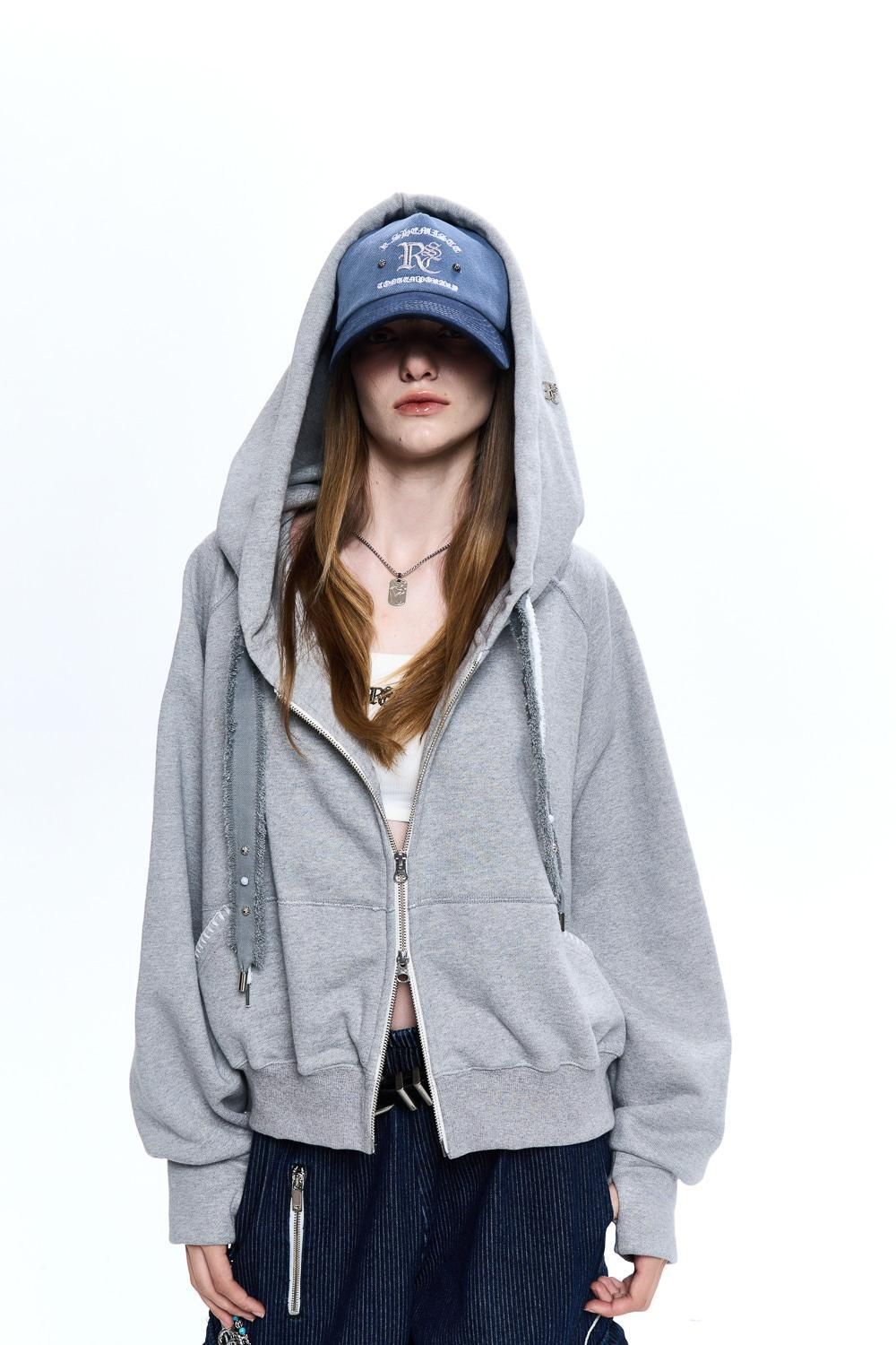 MUSINSA公式 | RSSC DENIM STRAP CROP HOOD ZIPUP - MELANGE